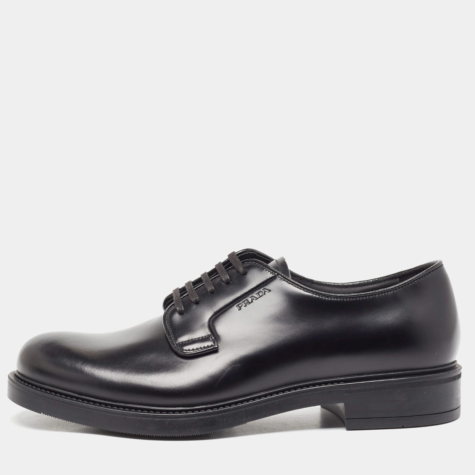 Prada Black Leather Lace Up Oxfords Size 40