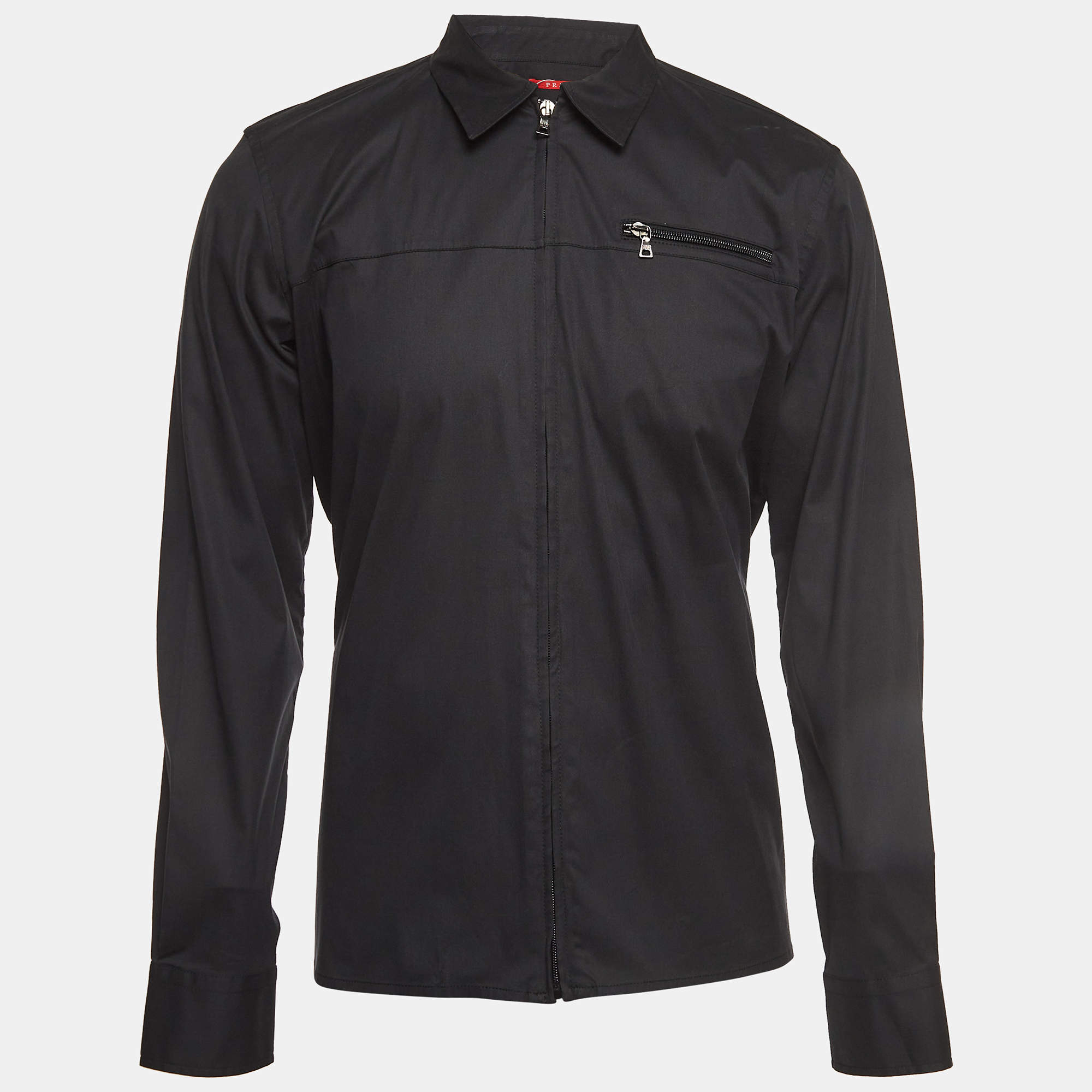 Prada Sport Black Cotton Blend Zipper Jacket L