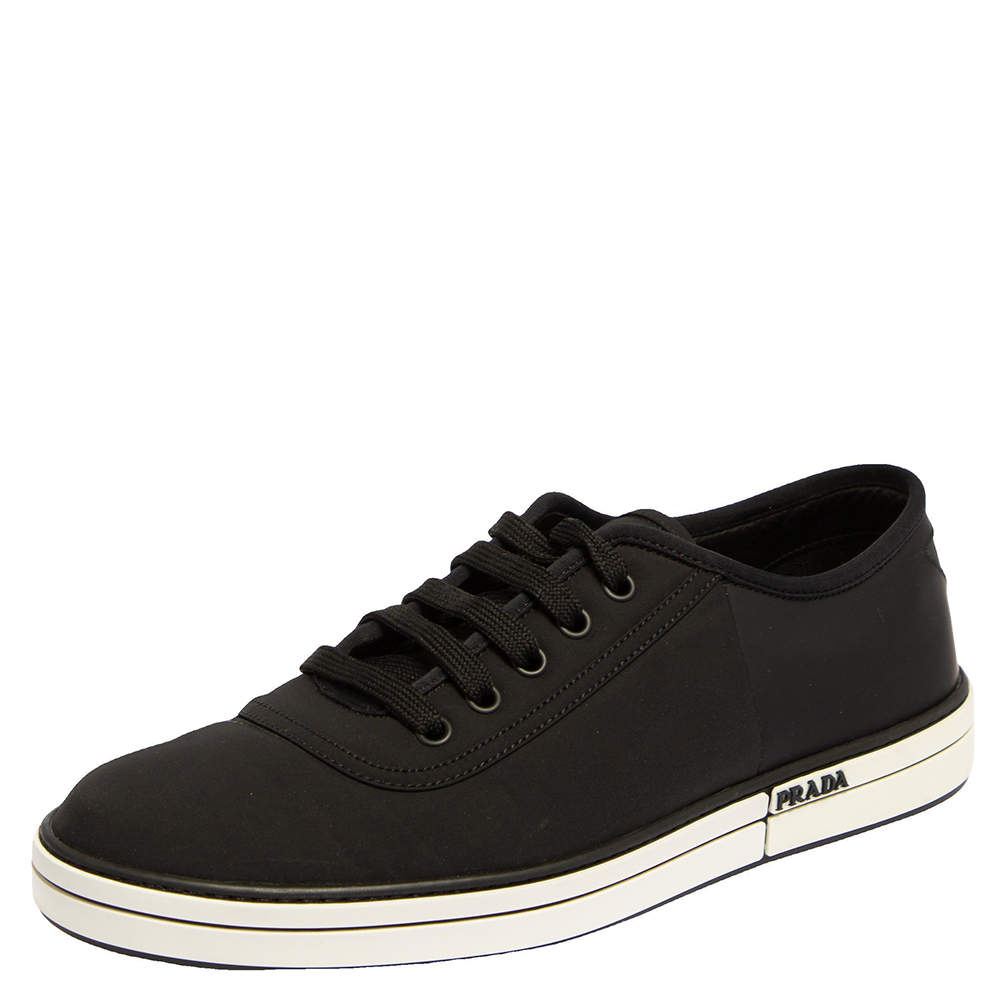 Pre Owned Prada Black Nylon And Rubber Low Top Sneakers Size 40