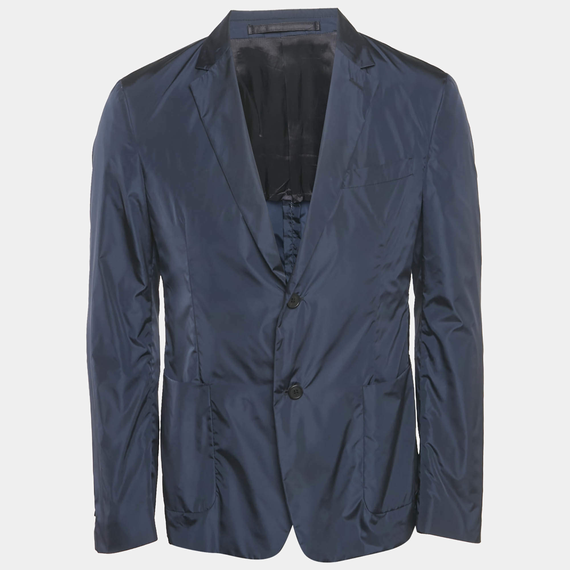 Prada Sport Navy Blue Re-Nylon Single Breasted Blazer L