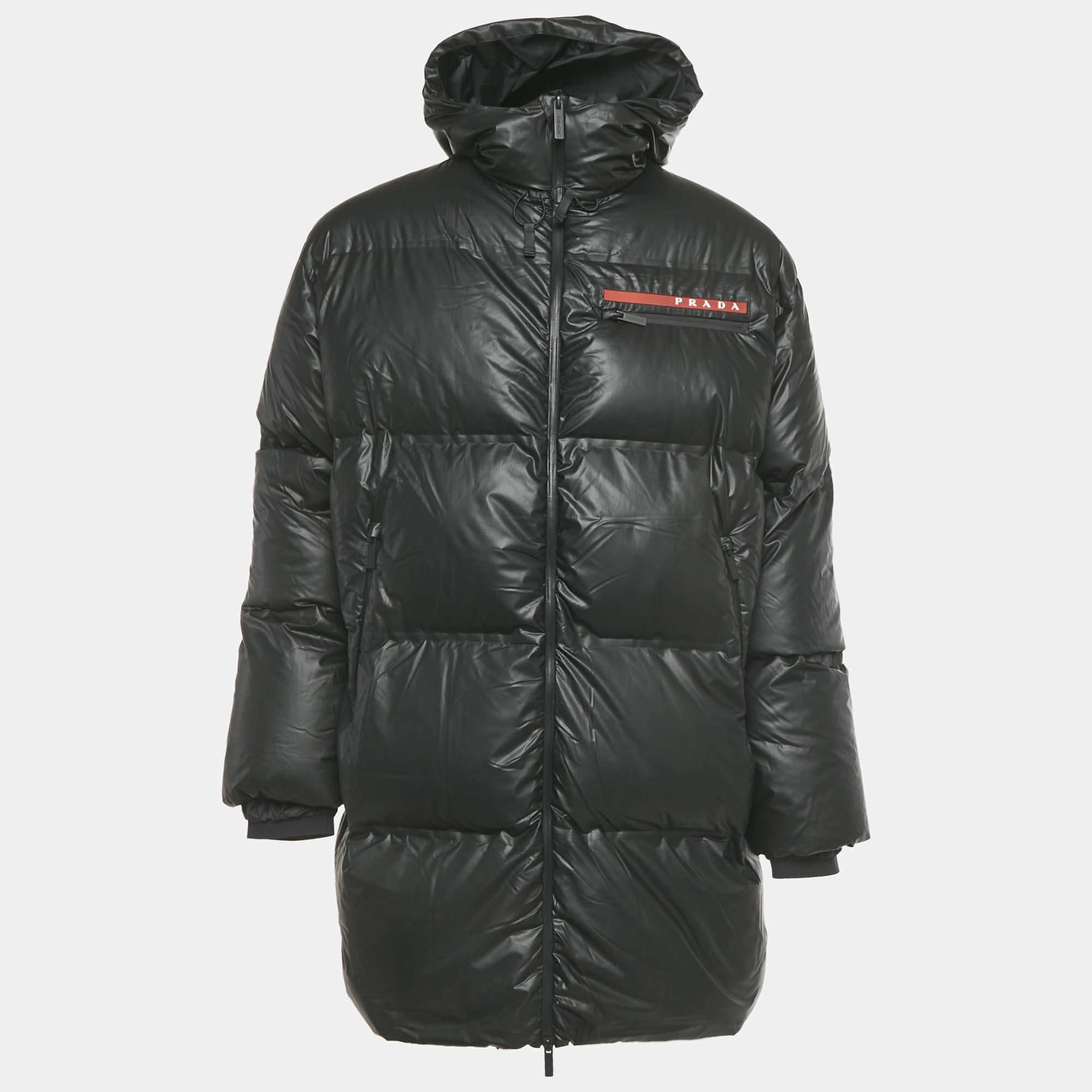 Pre Owned Prada Black Nylon Down Puffer Jacket S