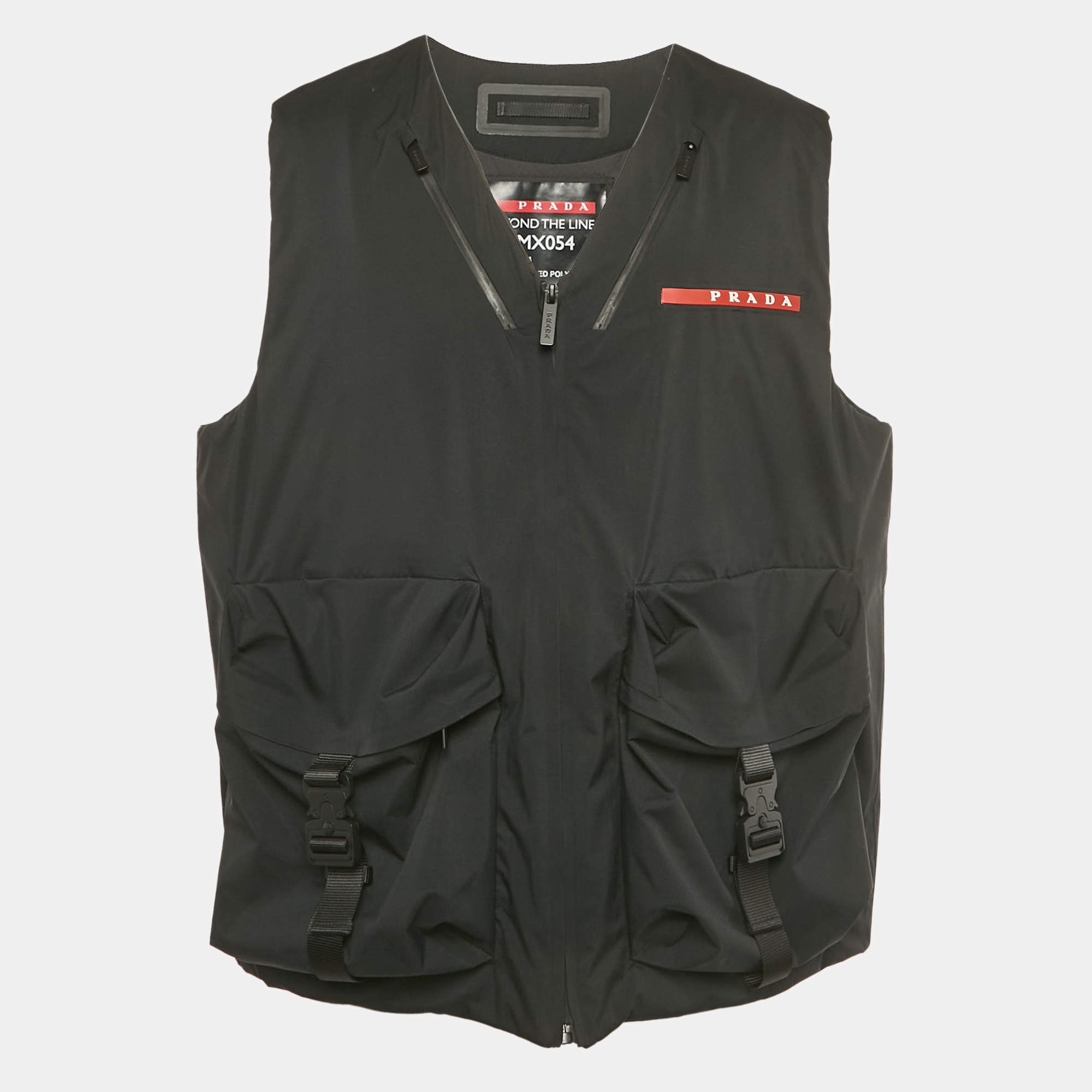 Pre Owned Prada Sport Black Light Technical Fabric Vest L