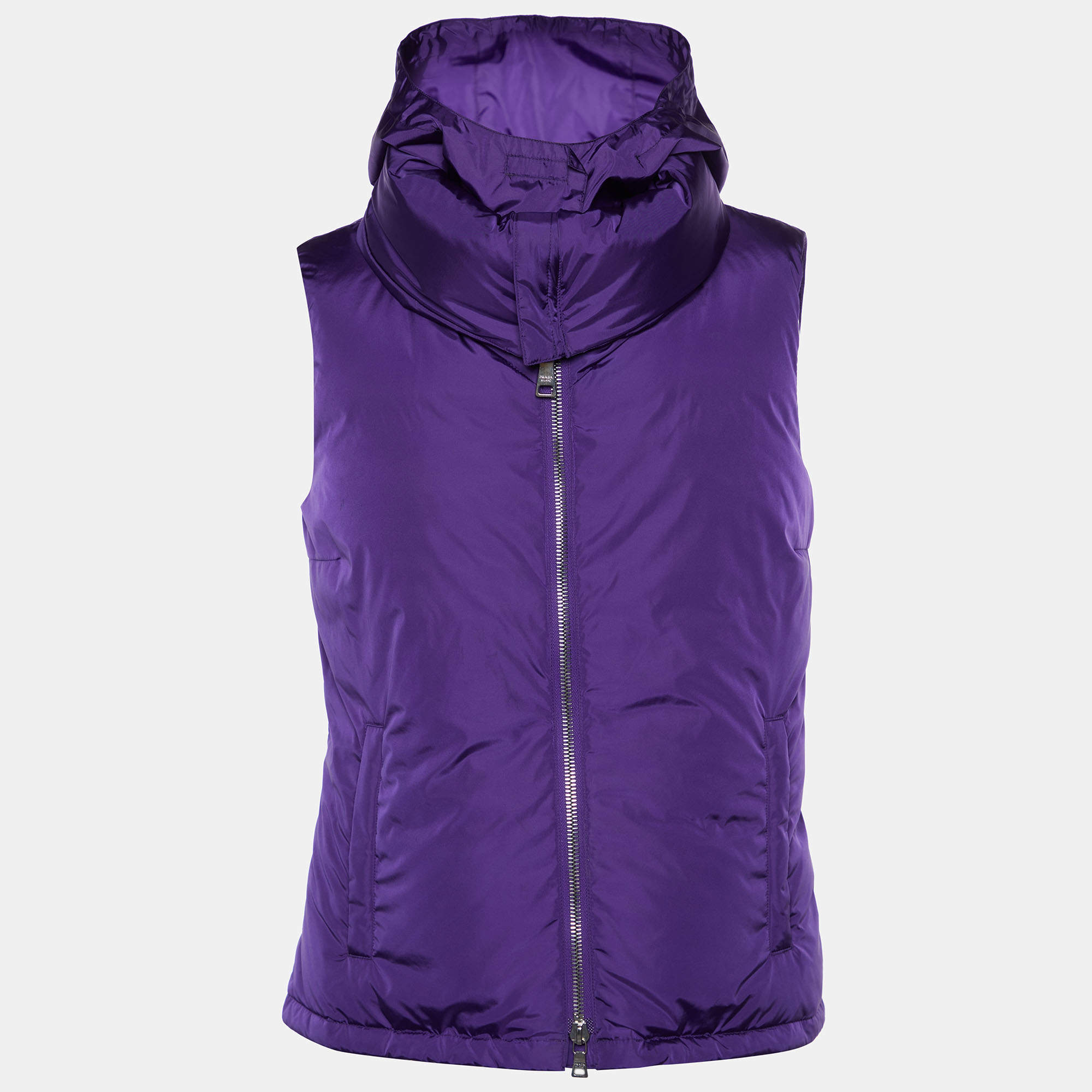 Prada Sport Purple Synthetic Hooded Sleeveless Gilet XS