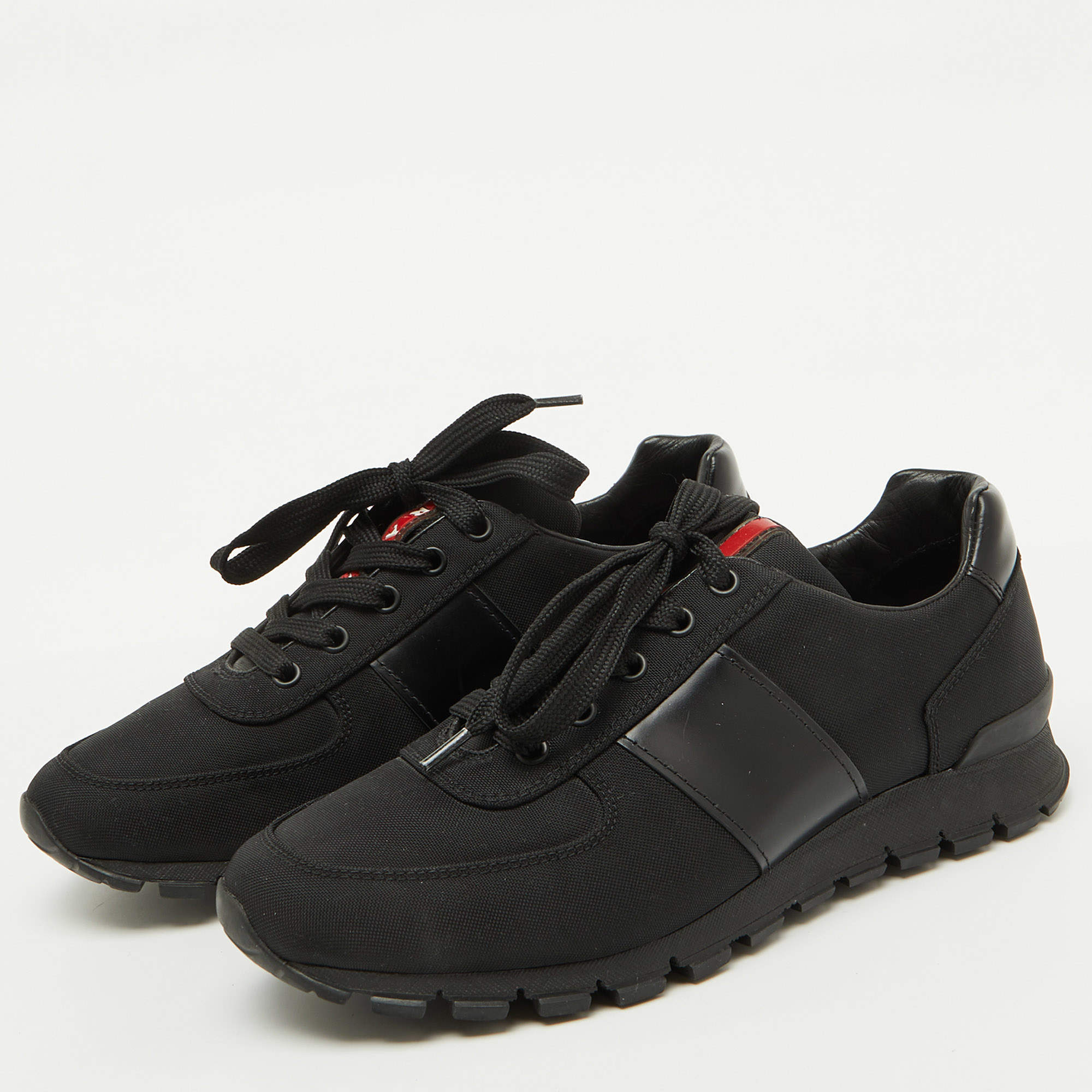 Prada Sport Patent Leather and Mesh Velcro Low Top Sneakers