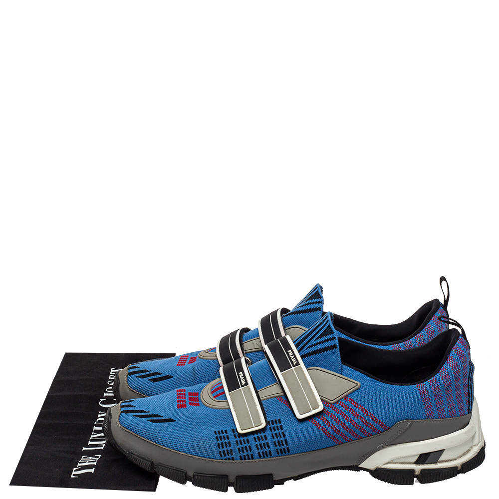 Prada Sport Blue Knit Fabric And Leather Cloudbust Sneakers Size 44 Prada  Sport | TLC
