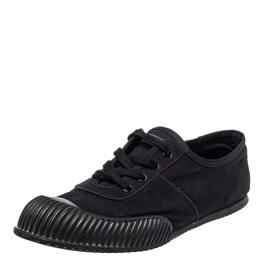 Prada Sport Black Canvas Low Top Sneakers Size 41