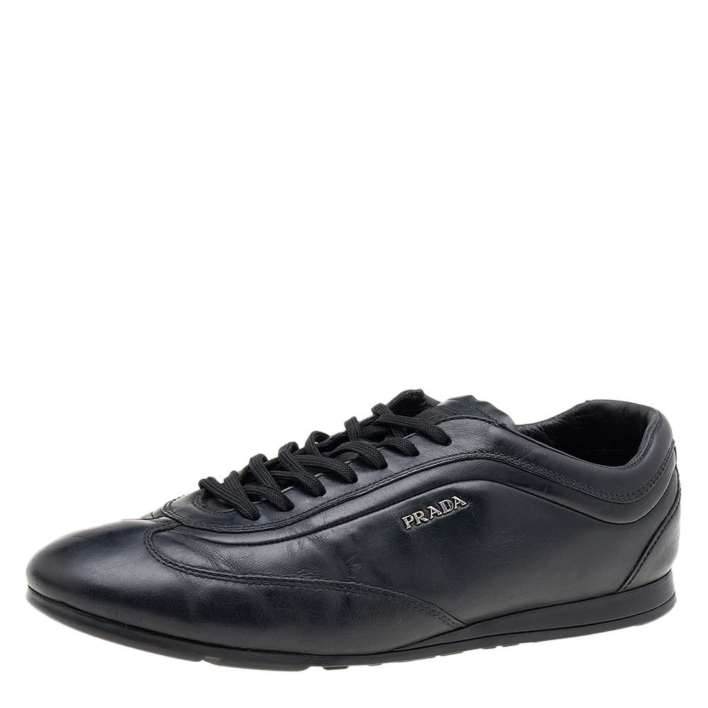 Pre Owned Prada Sport Black Leather Low Top Sneakers Size 43