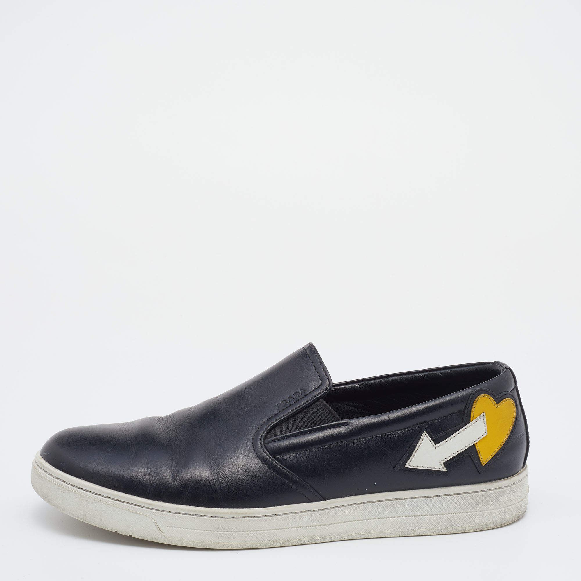 Pre Owned Prada Sport Black Leather Slip On Sneakers Size 41