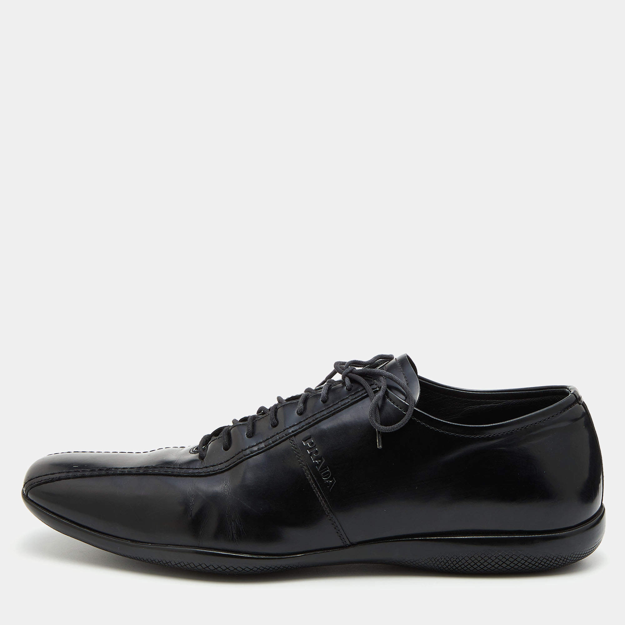 Pre Owned Prada Sport Black Leather Lace Up Oxfords Size 45