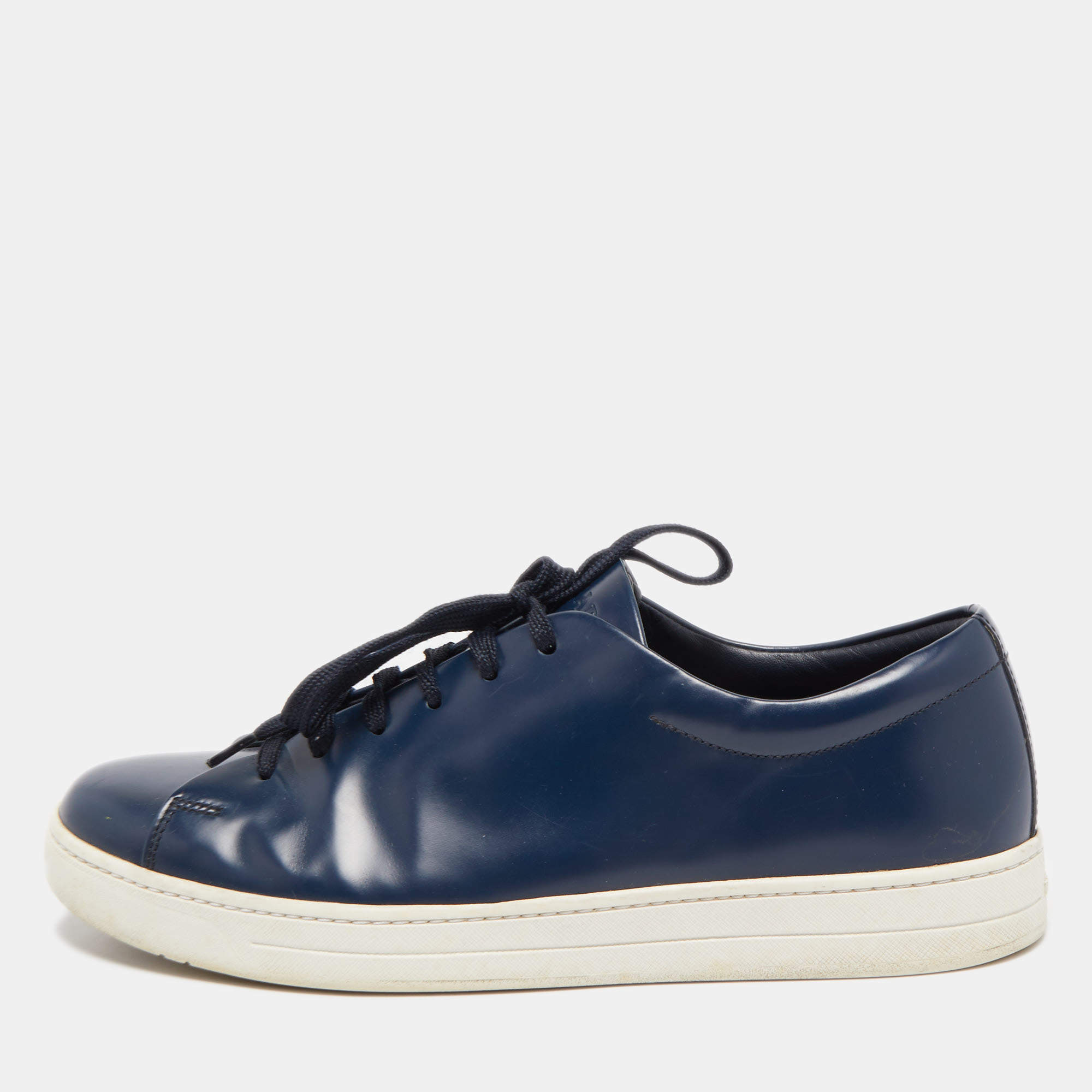 Pre Owned Prada Sport Navy Blue Leather Low Top Sneakers Size 42