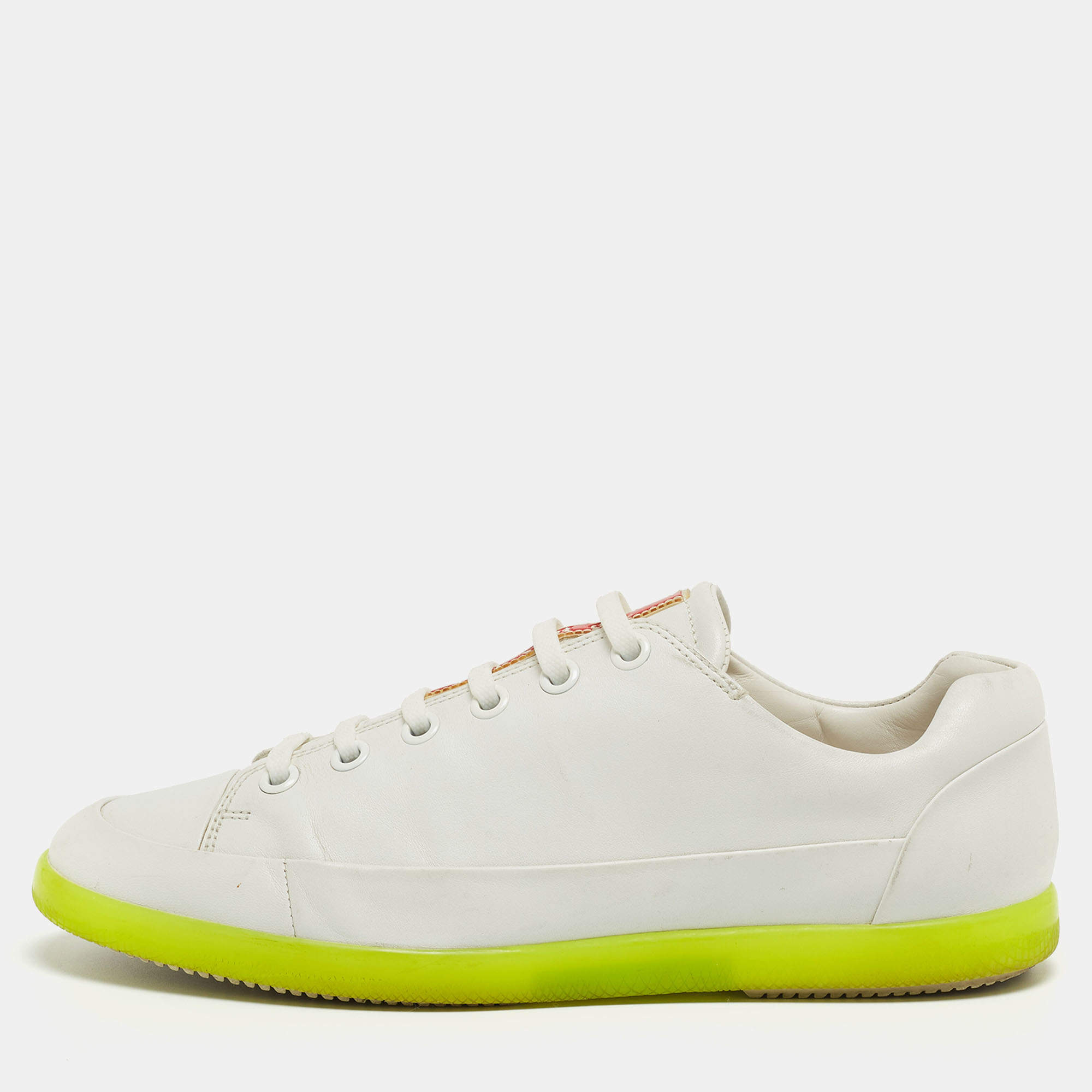 Prada Sport White Leather Low Top Sneakers Size 41.5