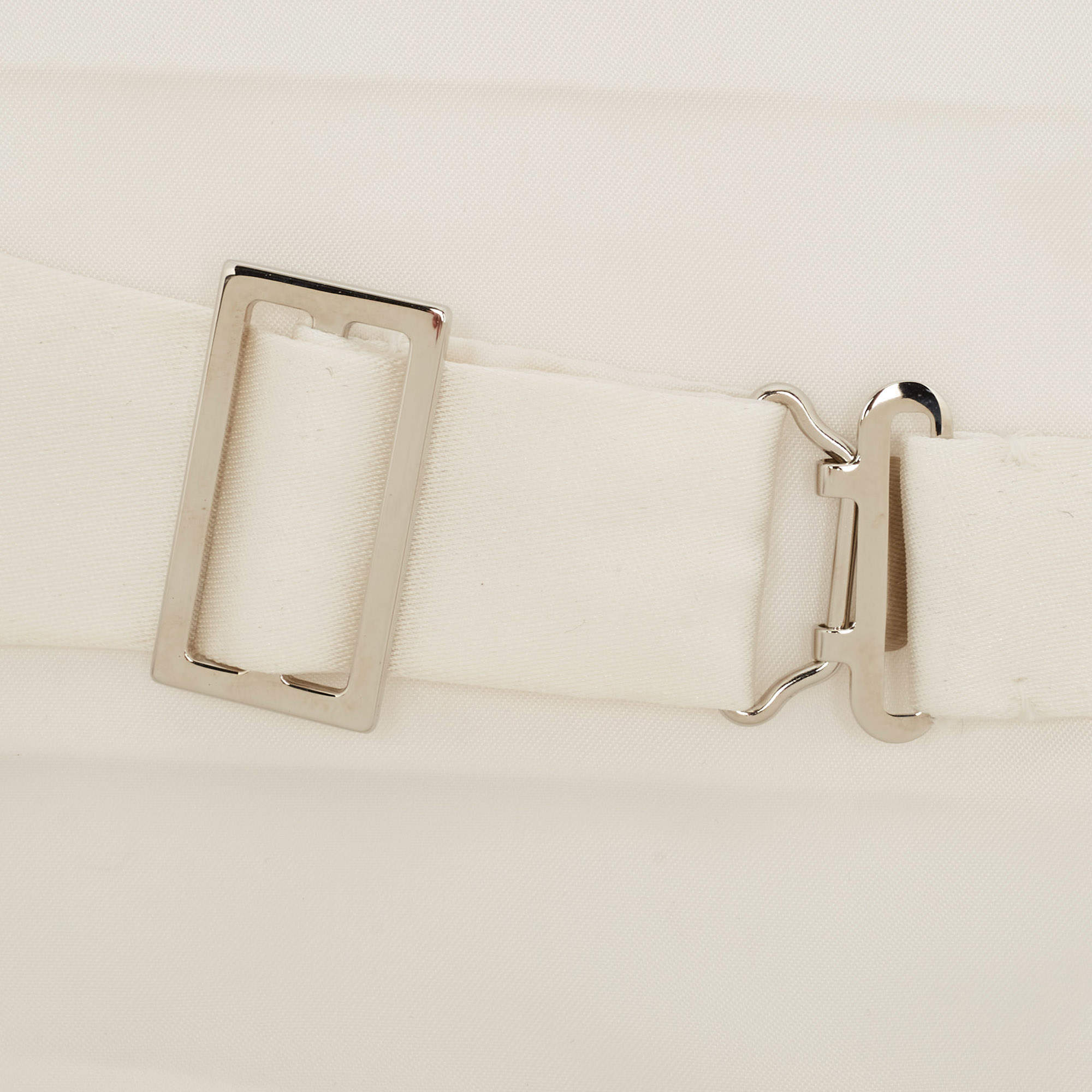 Prada White Leather Engraved Oval Plaque Buckle Belt 90CM Prada | TLC