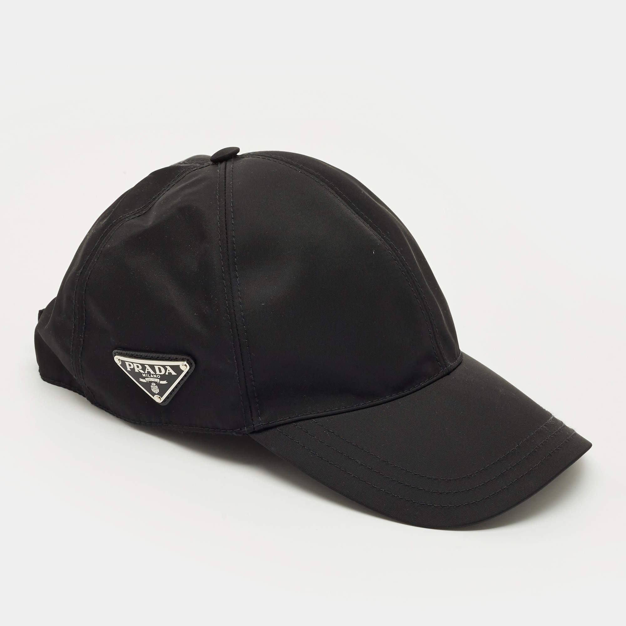 Pre Owned Prada Black Re-Nylon Baseball Cap L