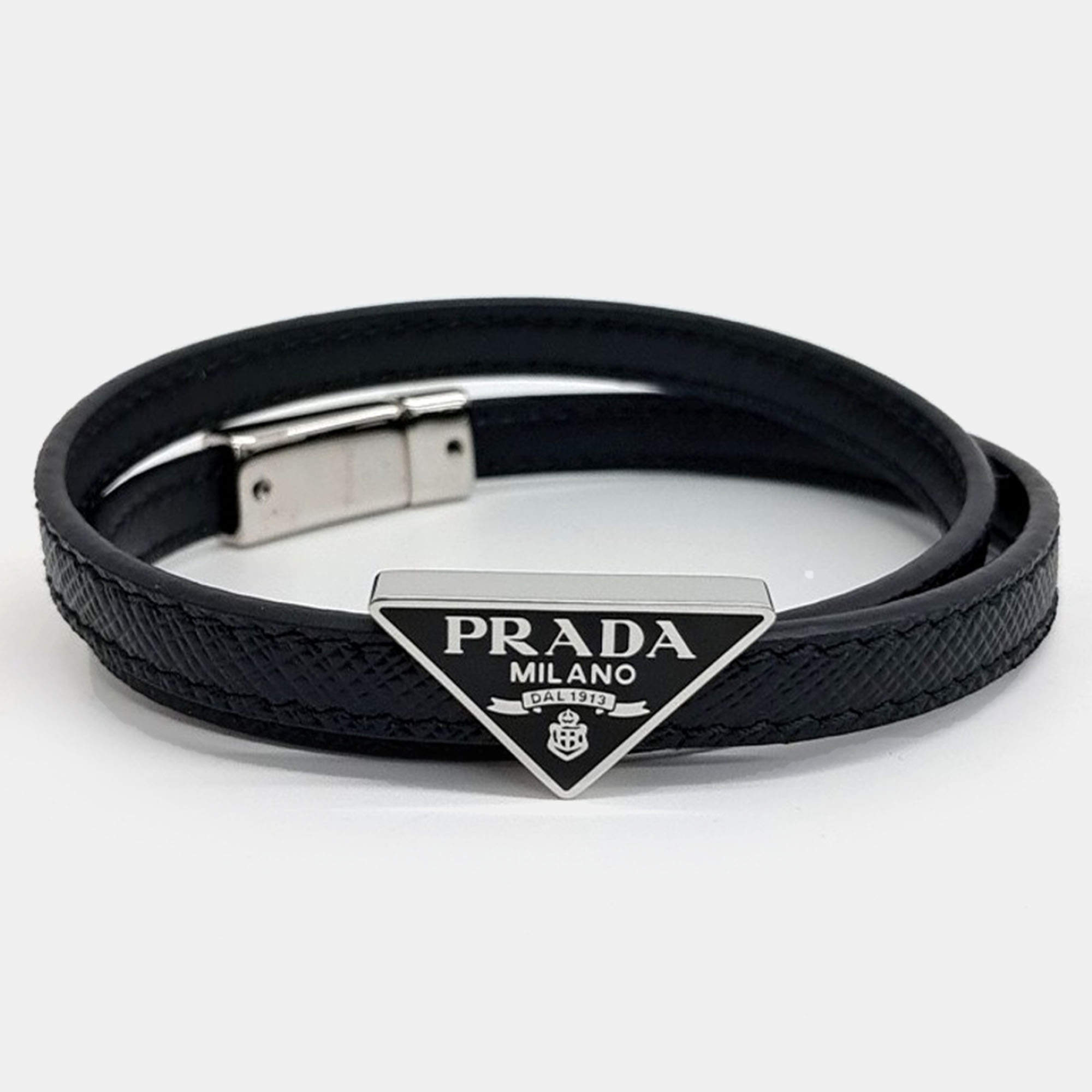 Pre Owned Prada Black Saffiano Bracelet