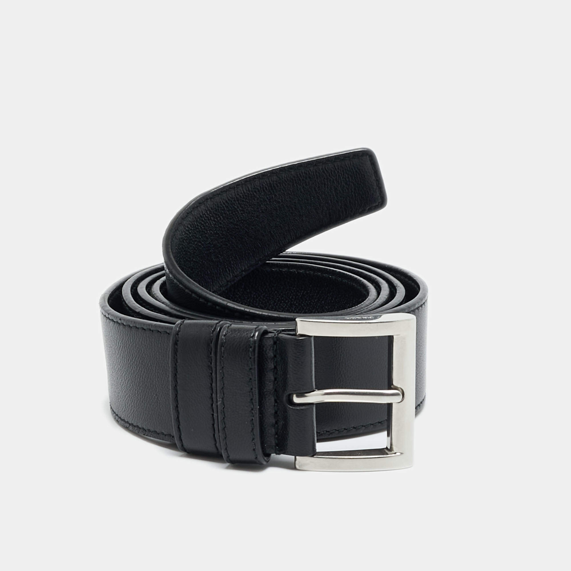 Pre Owned Prada Buckle 75CM Belt Black Leather