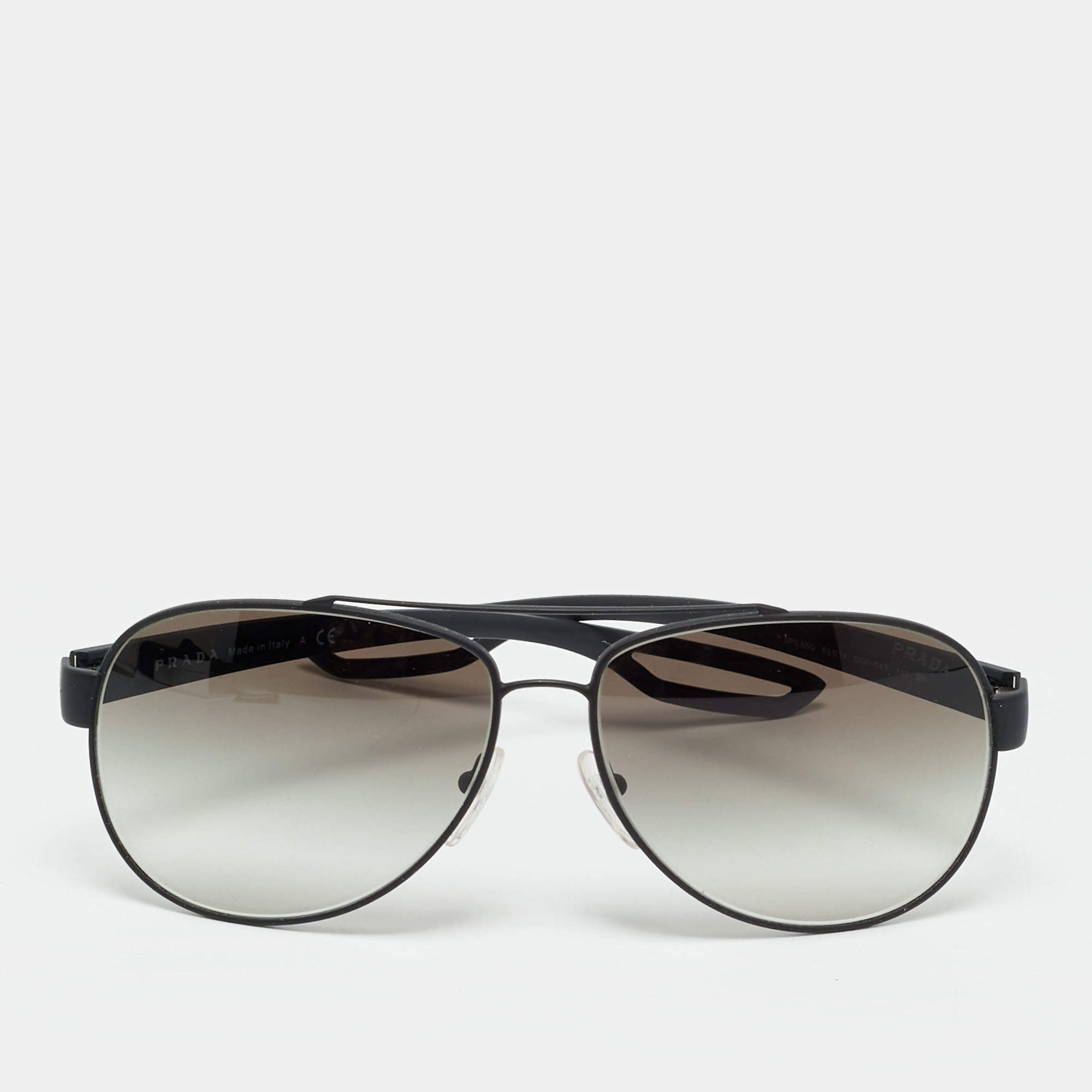 Pre Owned Prada Sport Black Gradient Polarized SPS55Q Linea Rossa Aviator Sunglasses