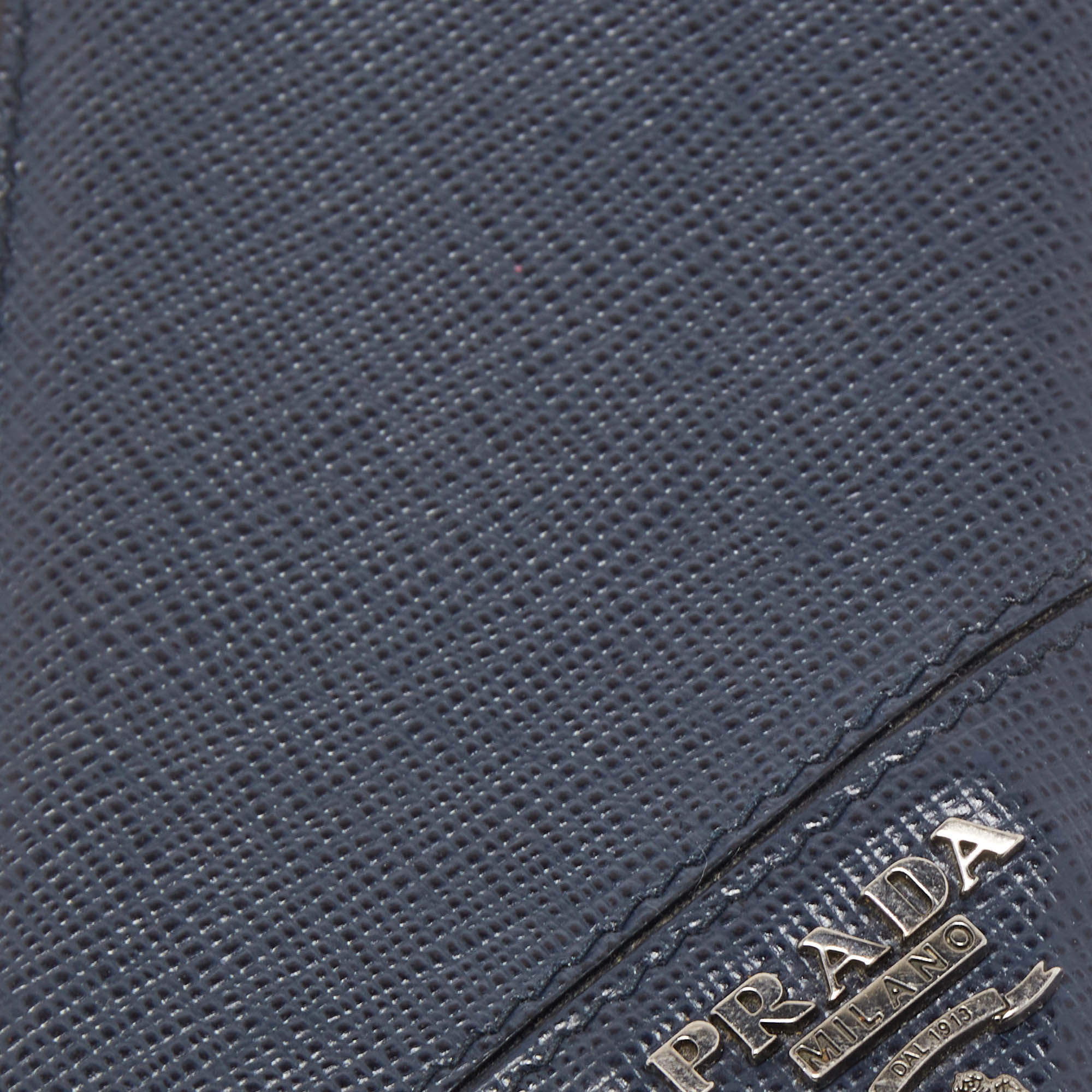 Prada Navy Blue Saffiano Leather ID Badge Holder Lanyard