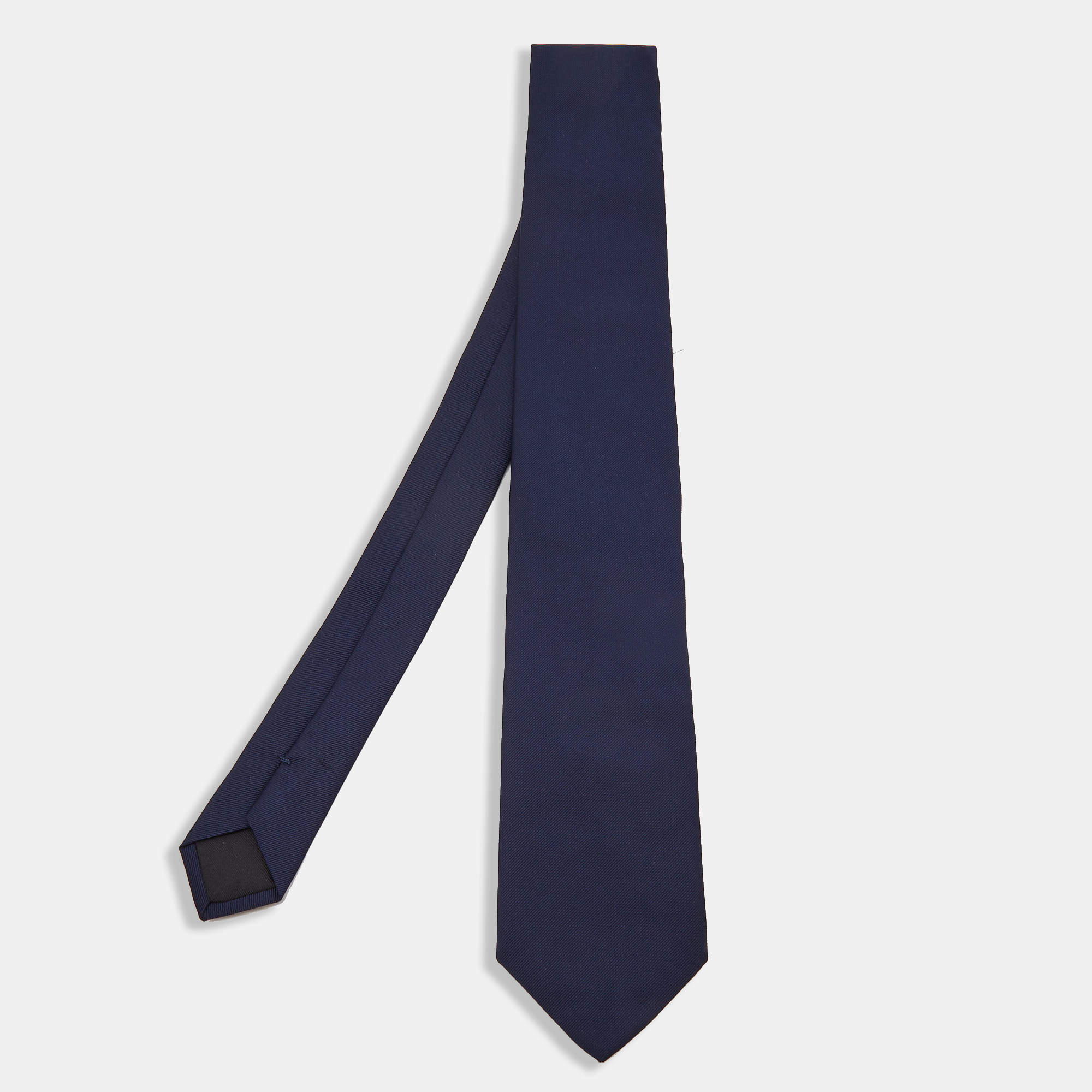 Pre Owned Prada Navy Blue Silk Tie