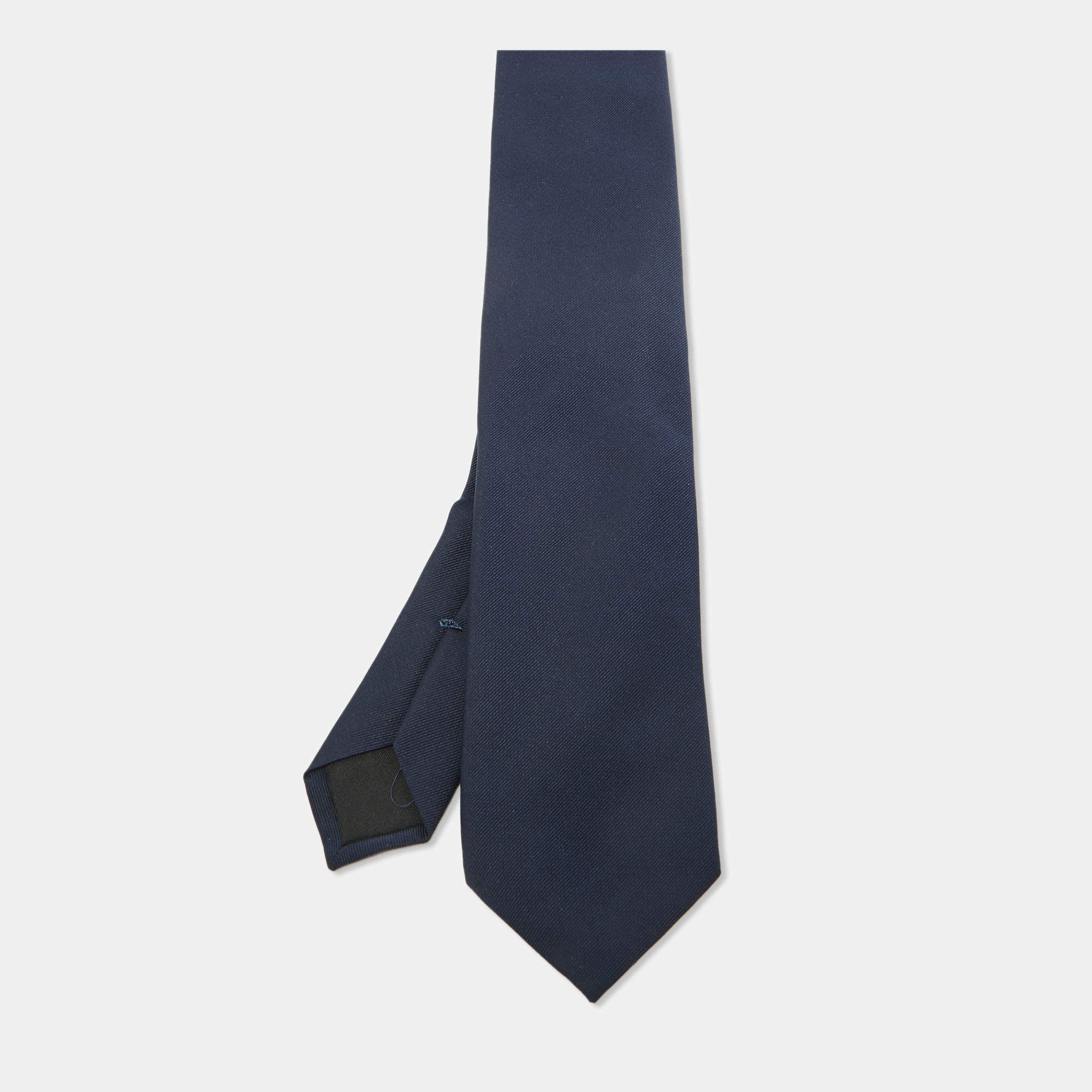 Prada Navy Blue Crepe Tie 