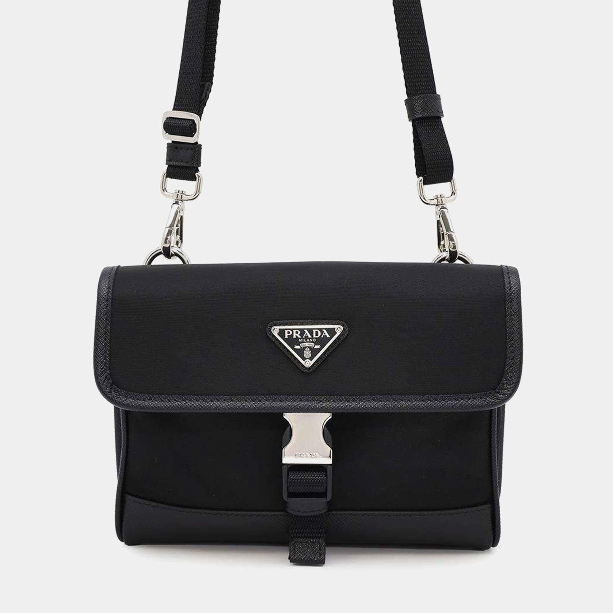 Prada Black Nylon and Saffiano Leather Smartphone Case Bag