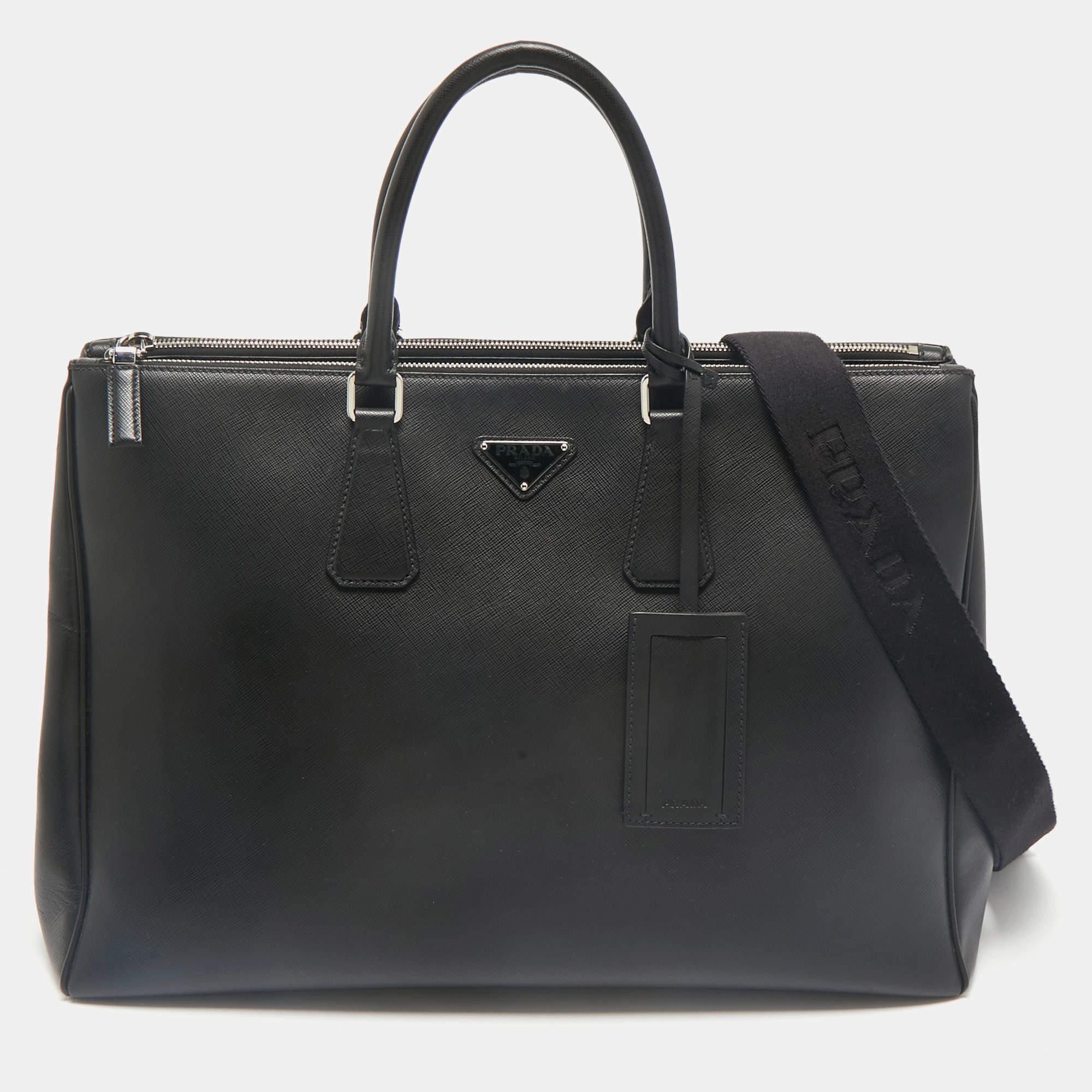 Prada Black Saffiano Lux Leather Galleria Tote