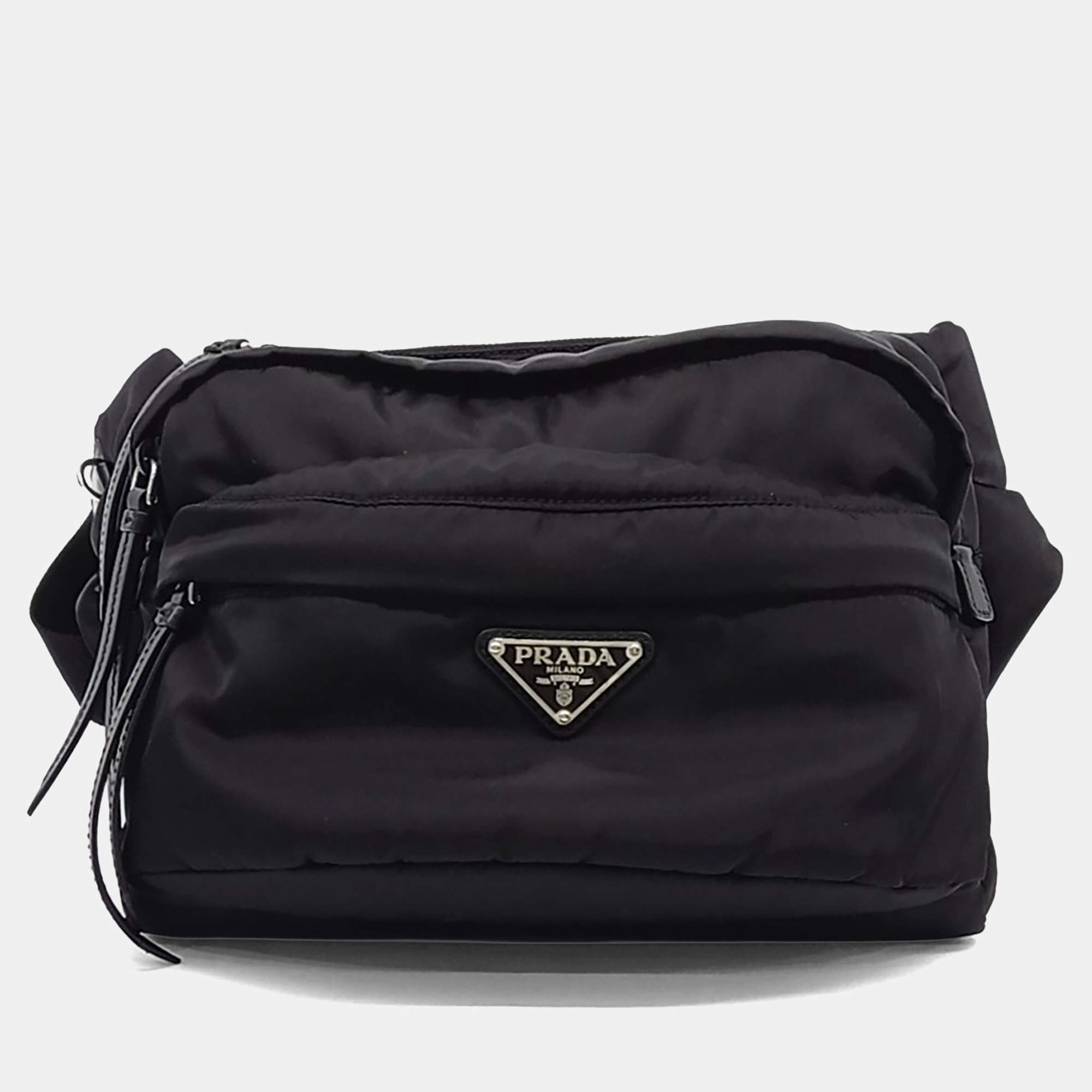 مملوكة مسبقًا Prada Black Nylon Re-Nylon Biker Bag