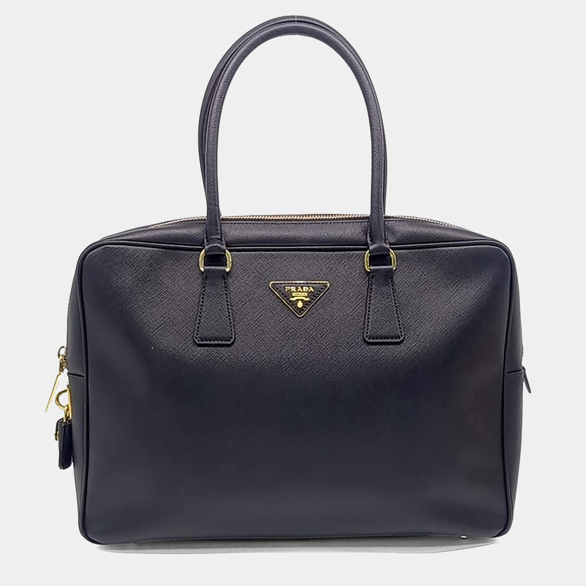 Pre Owned Prada Black Saffiano Leather Lux Briefcase