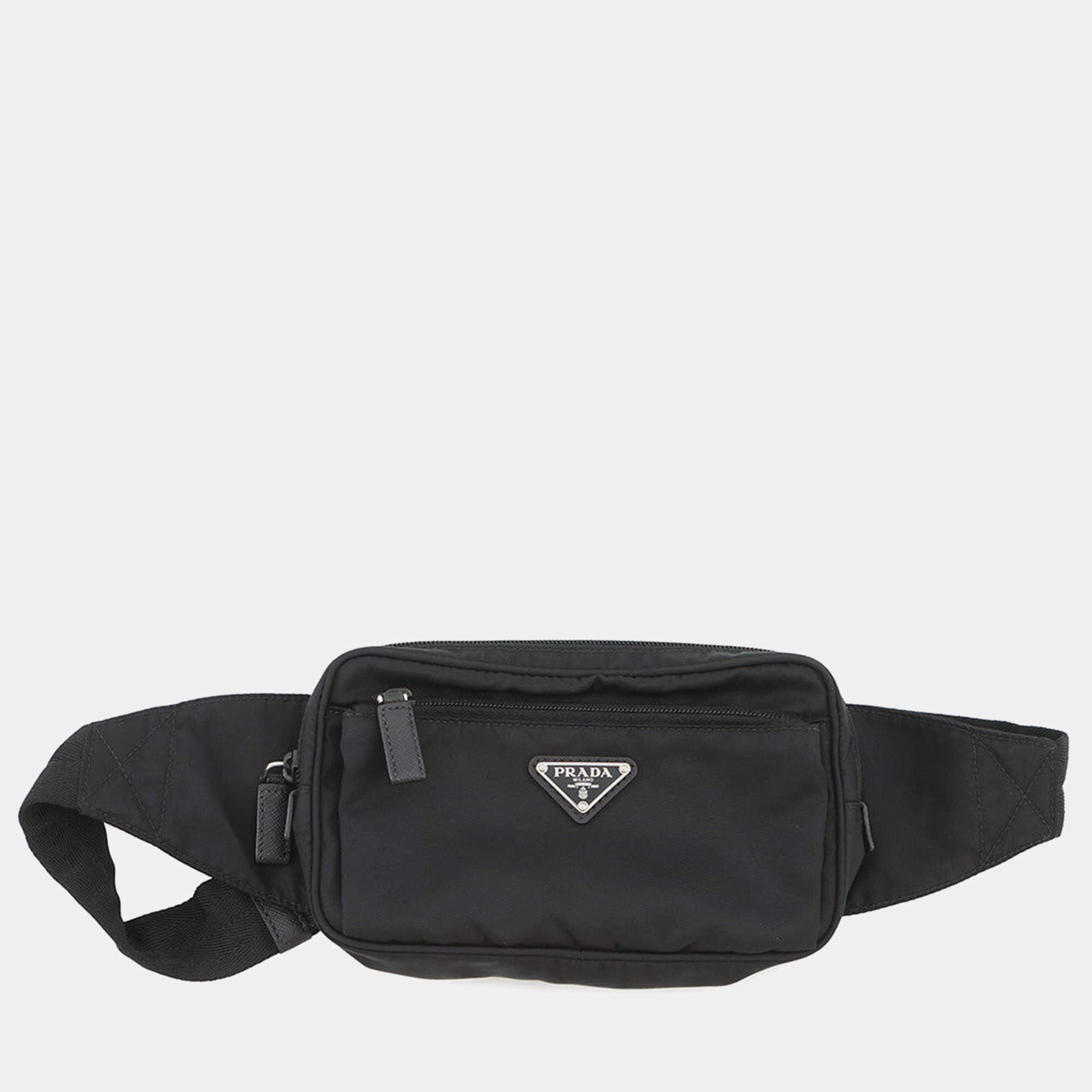 Pre Owned Prada Black Nylon Waist Bag 2V l977 