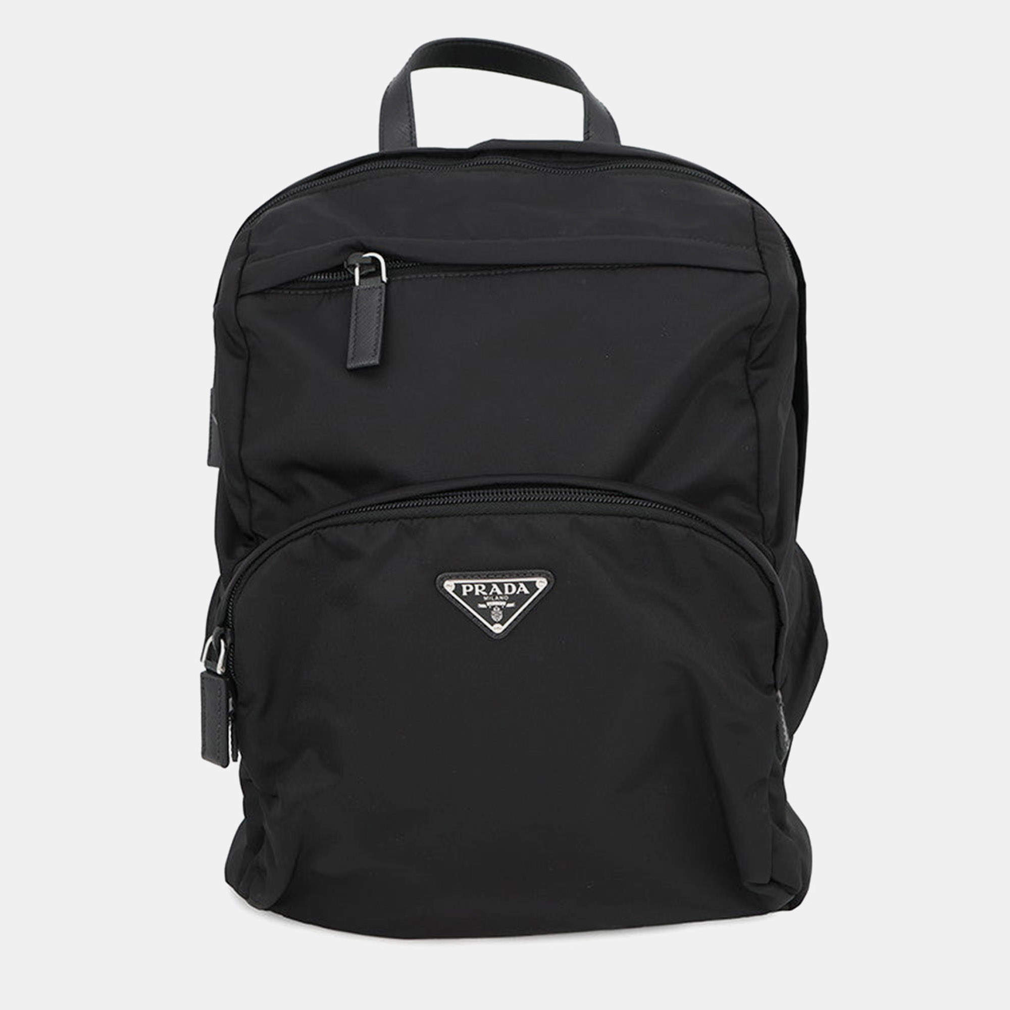 Pre Owned Prada Re-Nylon Xsaffiano Leatherbackpack Black2Vz104_2Dmg_F0002_V_Ooo Nylon Leather