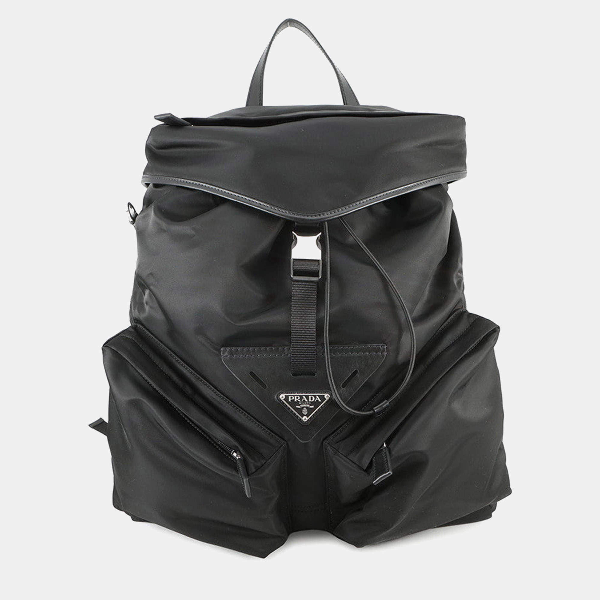 Pre Owned Prada Re-Nylon Backpack Black Nylon Leather
