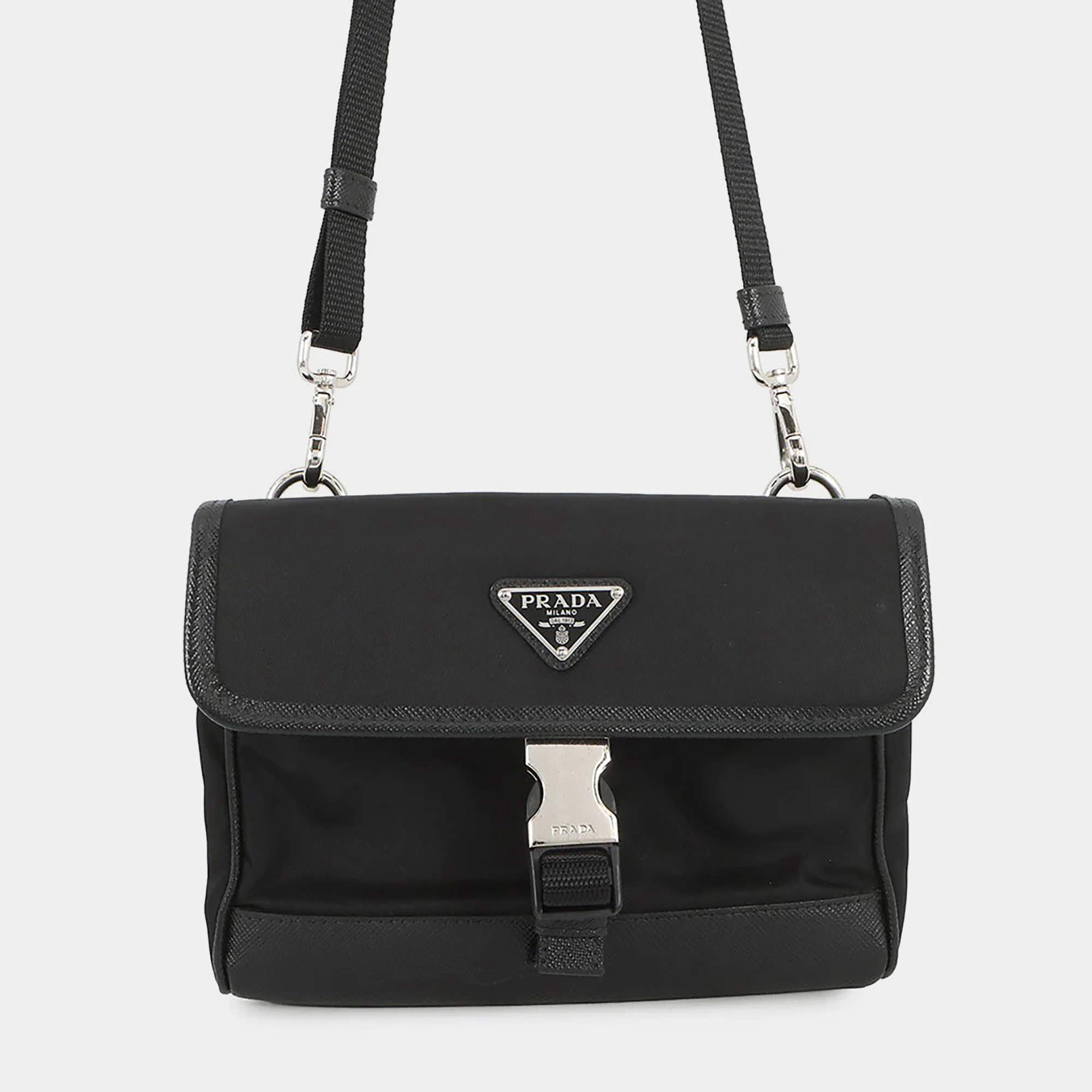 مملوكة مسبقًا Prada Re-Nylon X Saffiano Leather Smartphone Case Black Nylon Leather