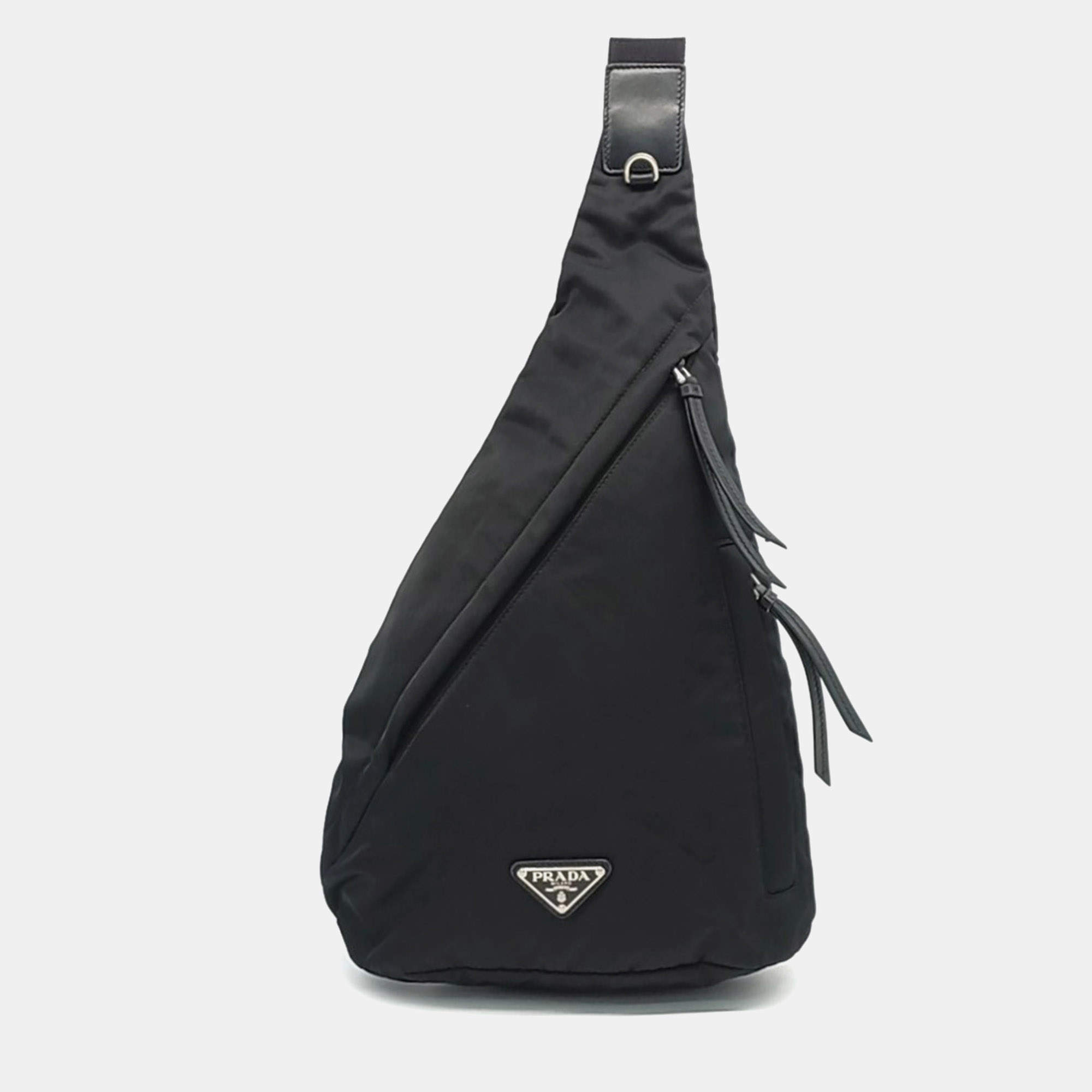 Pre Owned Prada Black Re-Nylon Slingback (2VZ092)