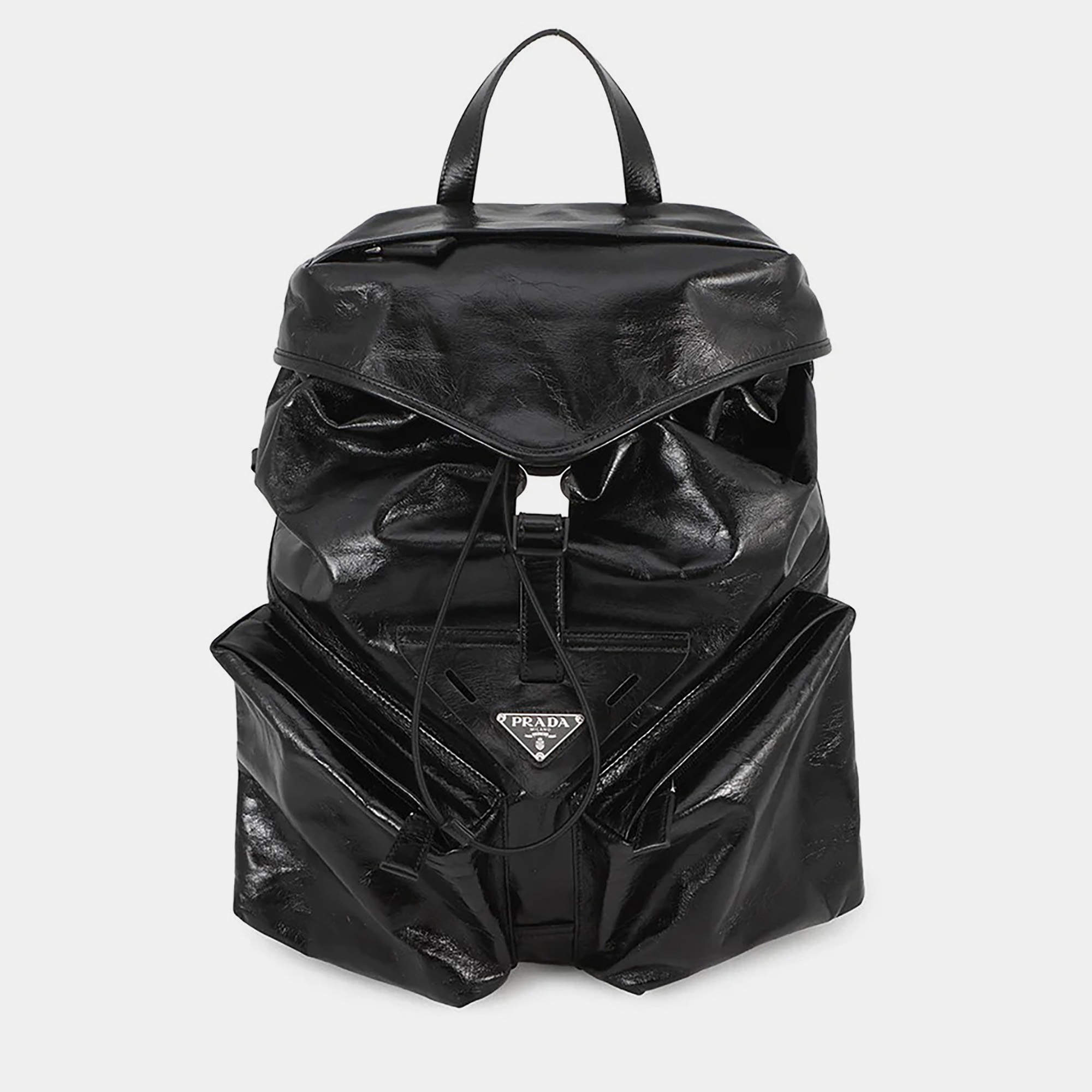 Pre Owned Prada Softlooks Backpack Black Leather