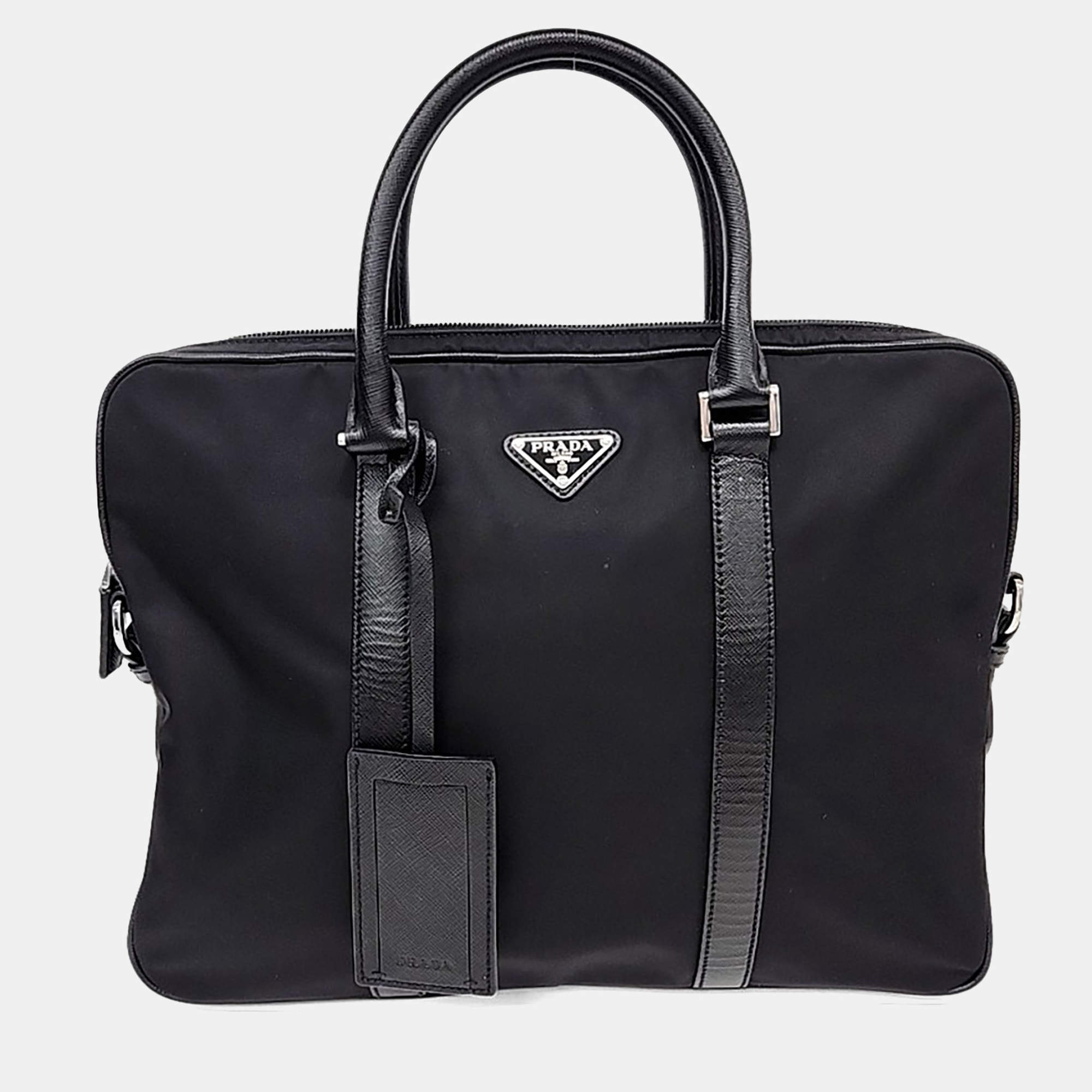 Pre Owned Prada Black Fabric Re-Nylon briefcase