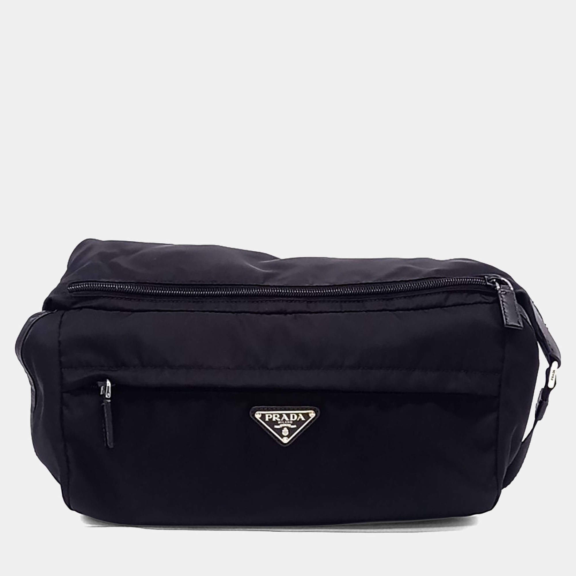 Pre Owned Prada Black Nylon Biker bag
