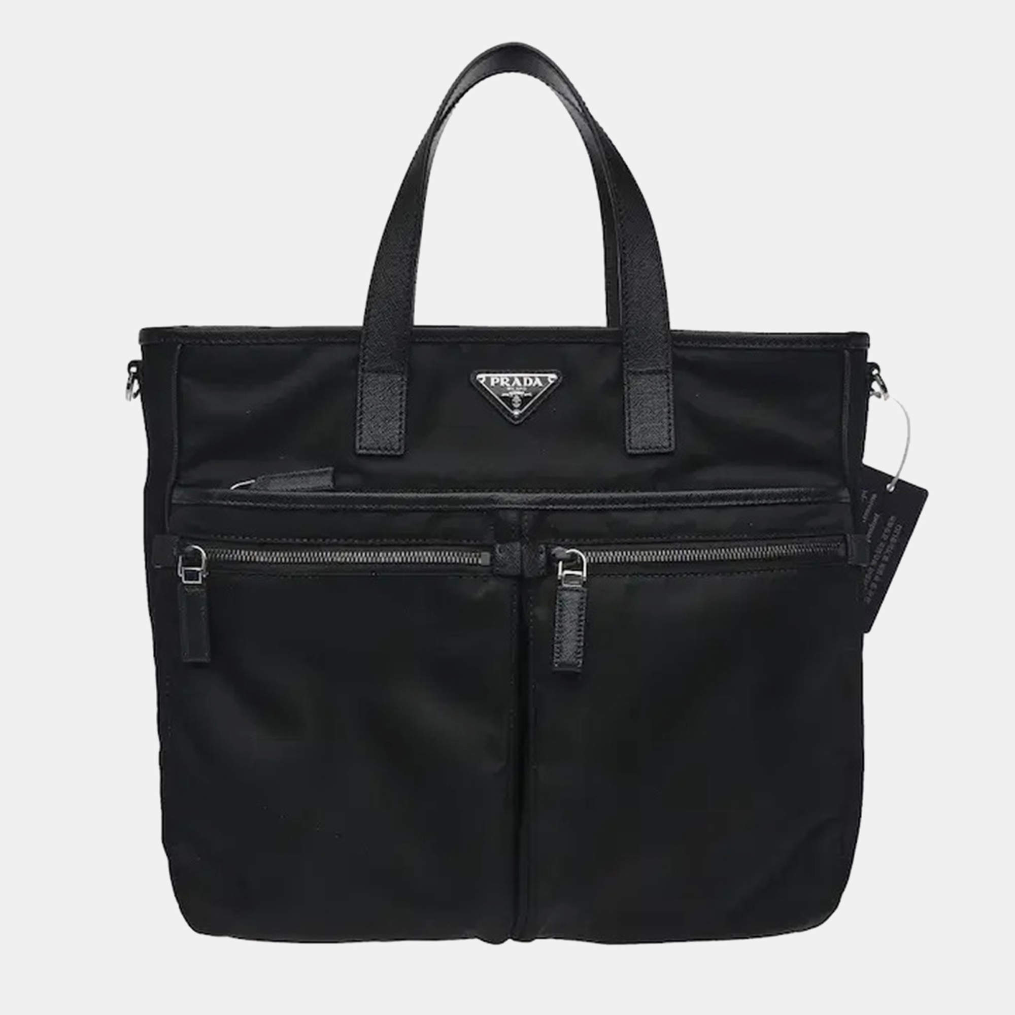 Pre Owned Prada Saffiano & Re-Nylon Tote Bag