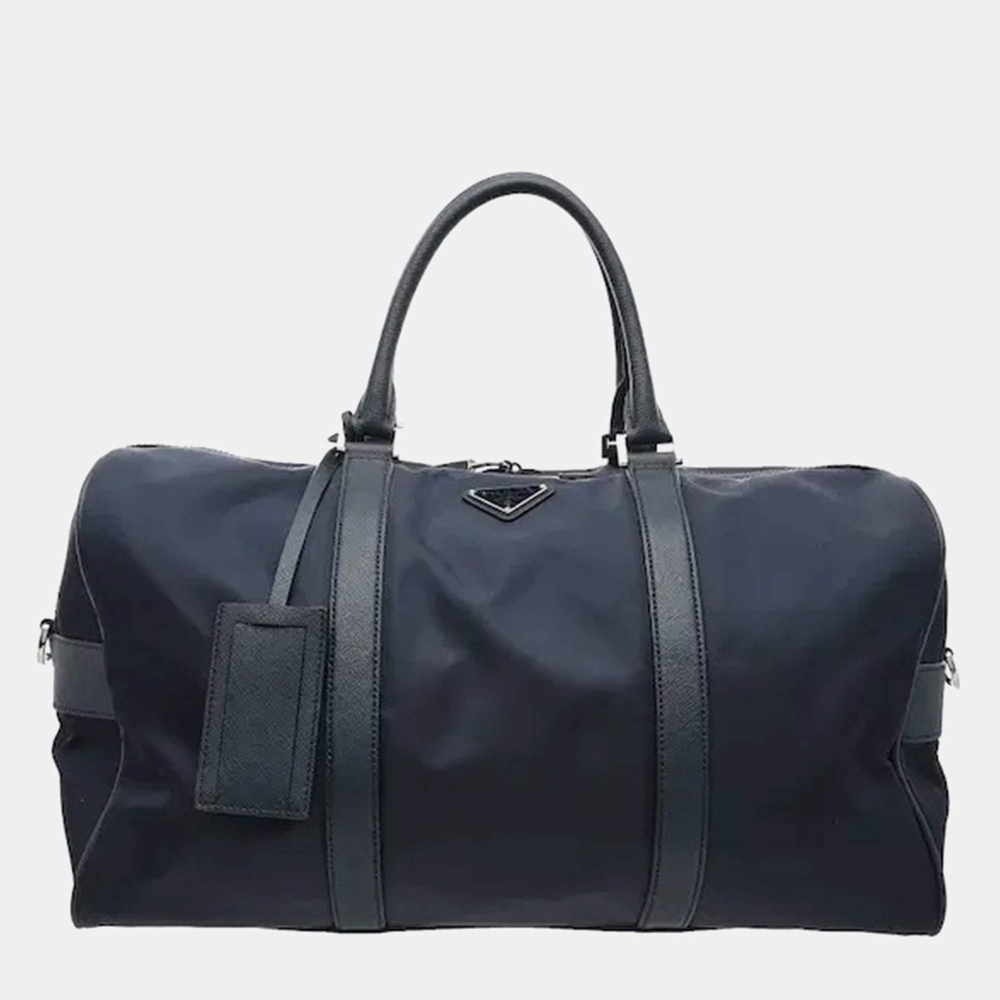 Pre Owned Prada Tessuto Saffiano Boston Bag