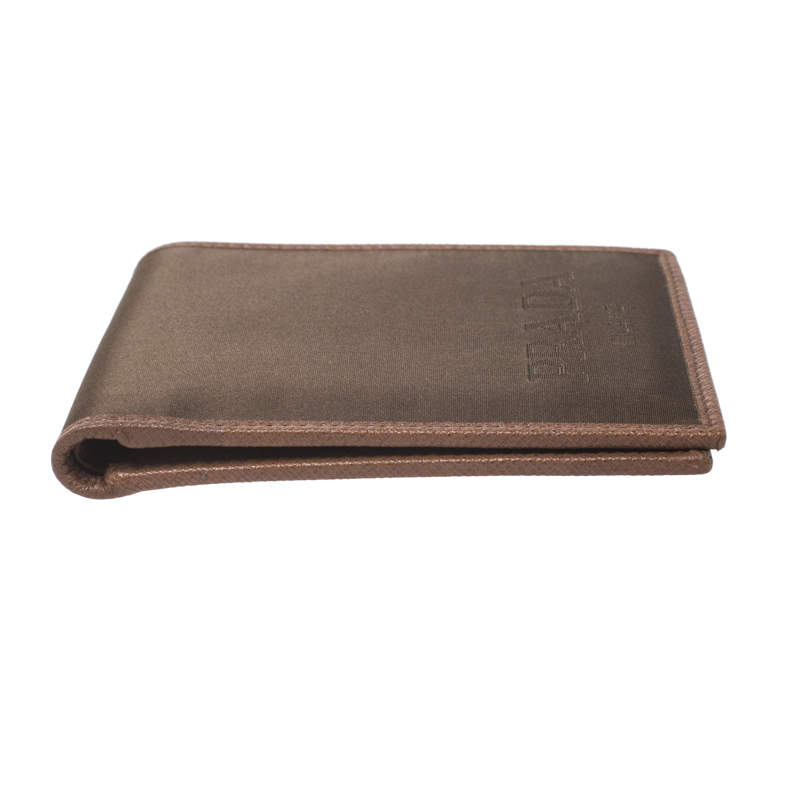 Prada Metallic Brown Satin Bifold Wallet Prada