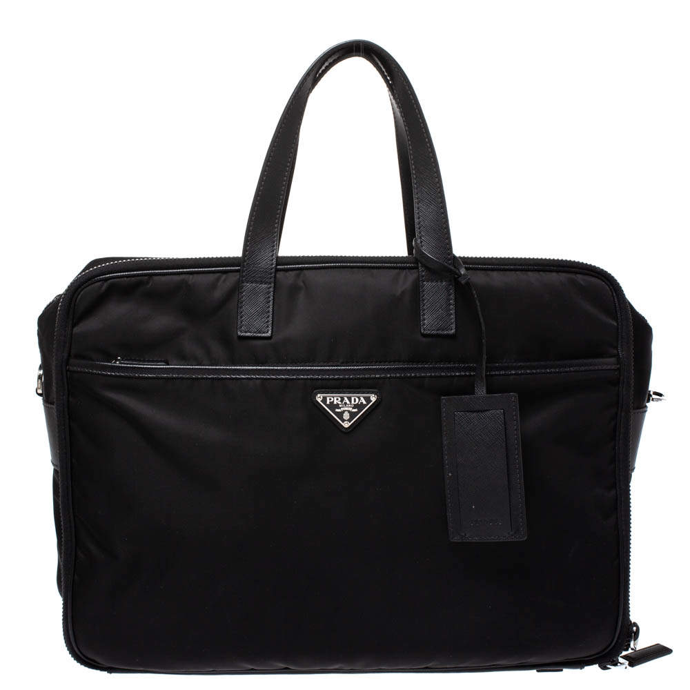 Prada Black Nylon Briefcase 