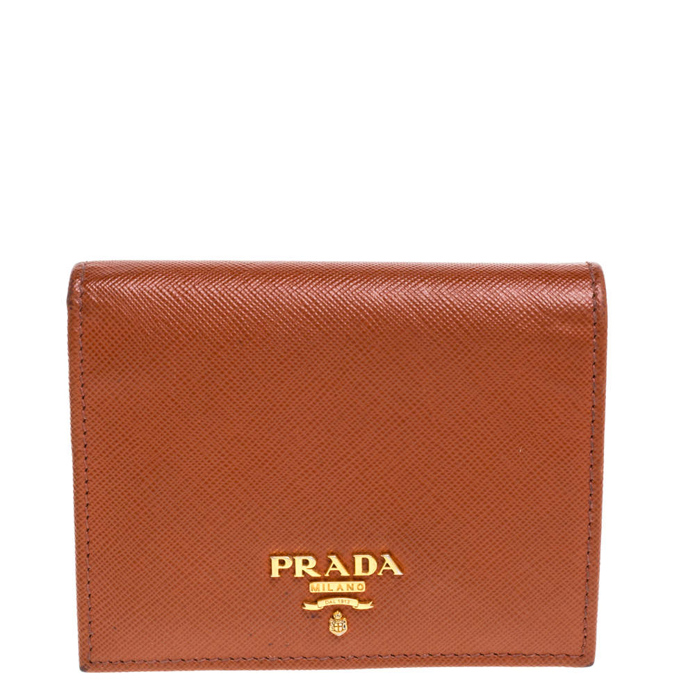 Prada Hazelnut Saffiano Lux Leather Bi-Fold Wallet
