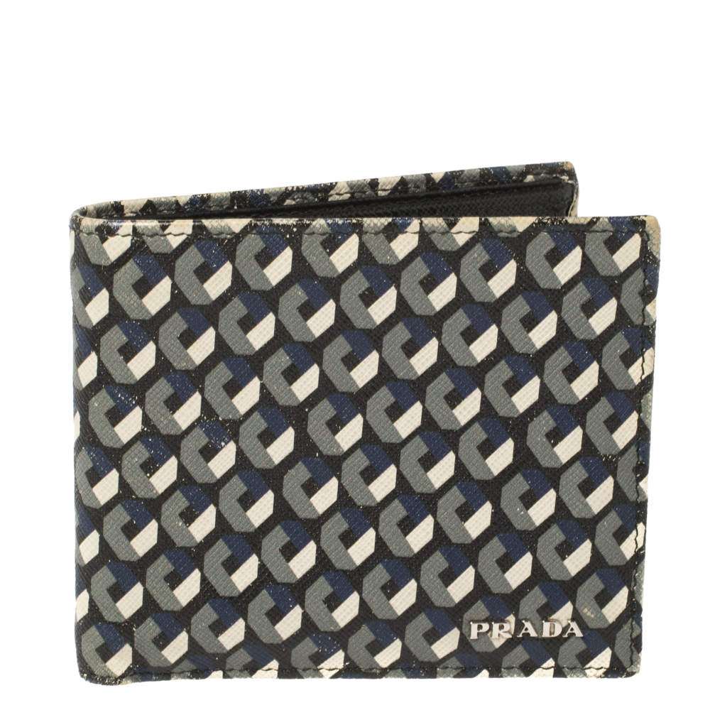 Prada Muliticolor Octagon Print Leather Bifold Wallet