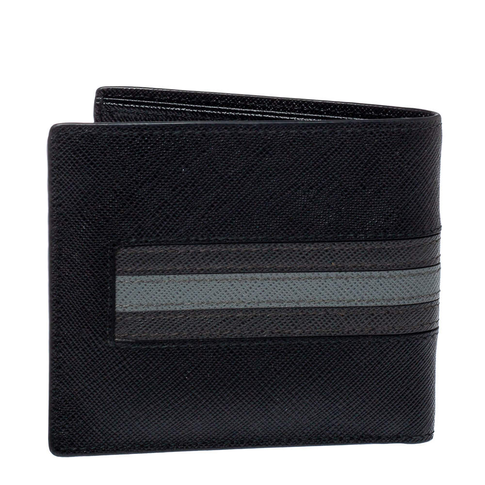 Prada Mens Black Saffiano Leather Bi-fold Wallet 2m0738 Nero