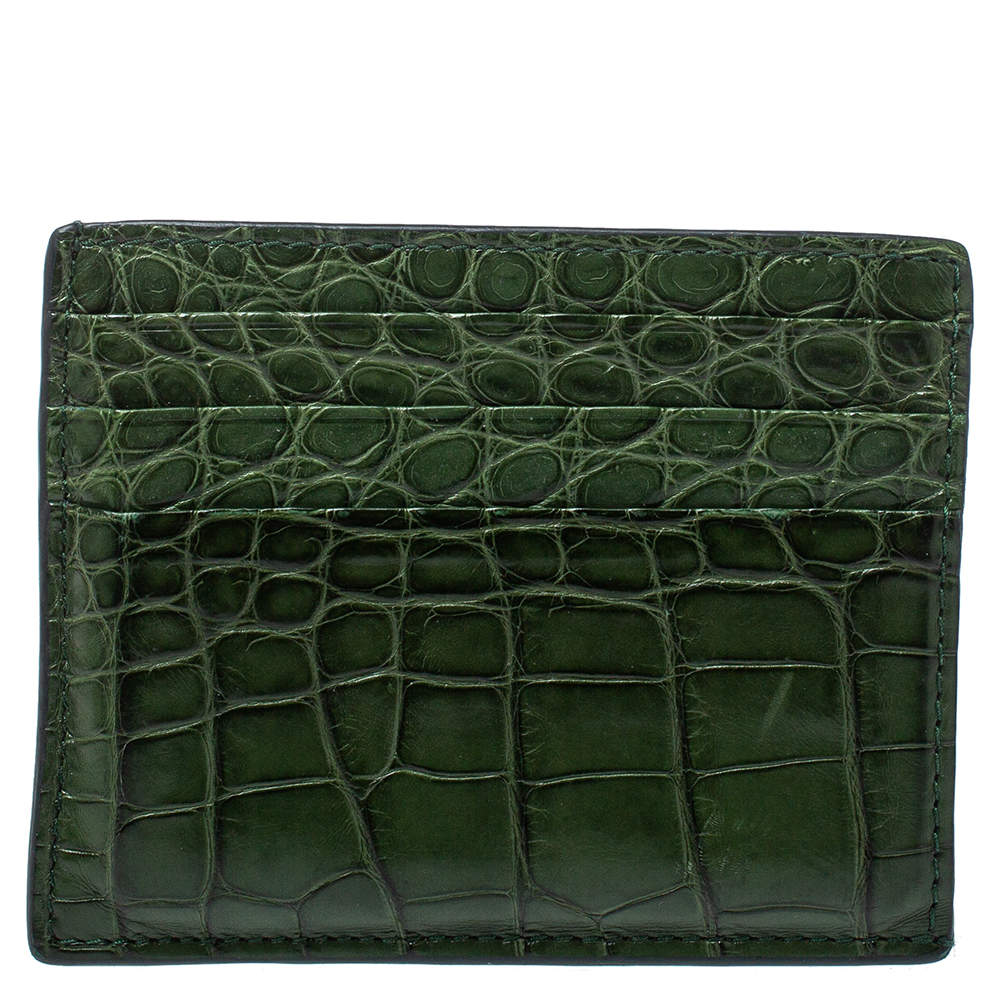 Prada Emerald Green Crocodile Card Holder
