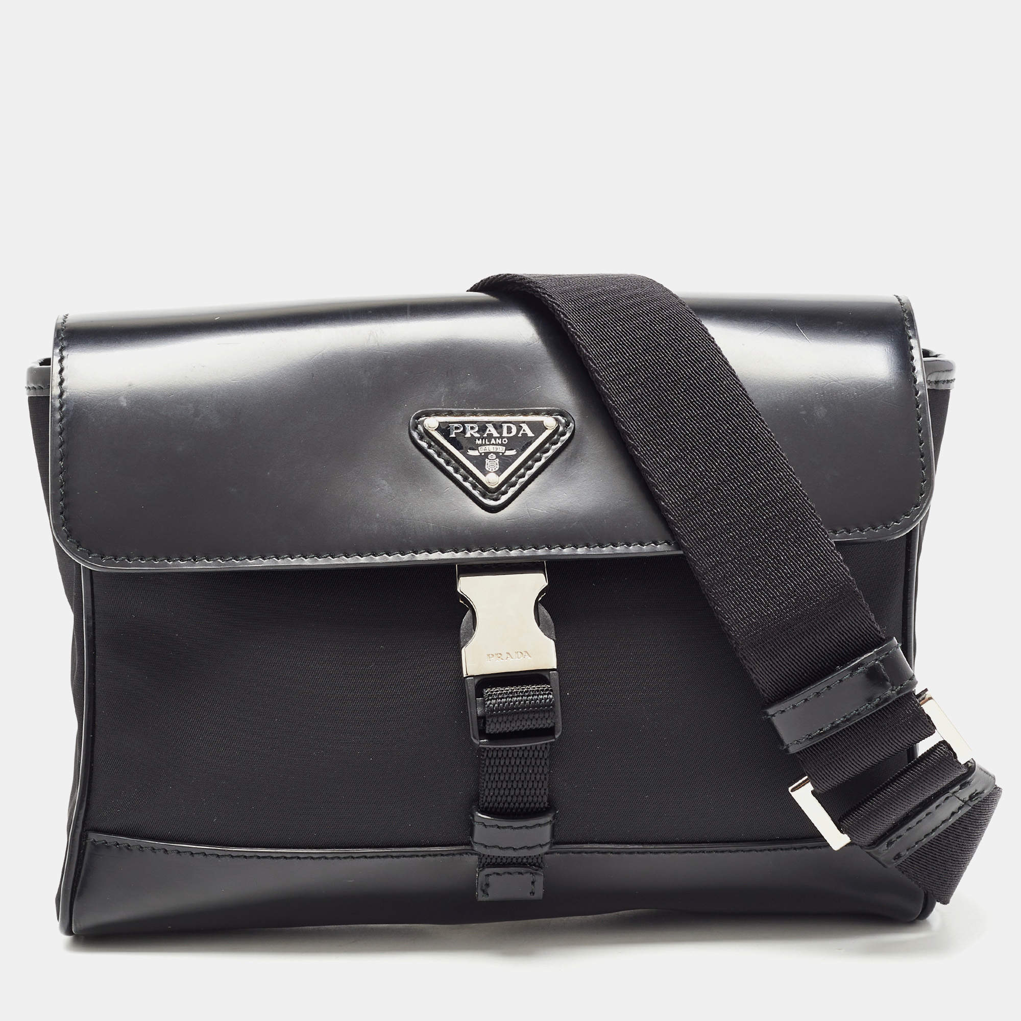 Prada Black Re-Nylon And Leather Shoulder Bag Prada | TLC