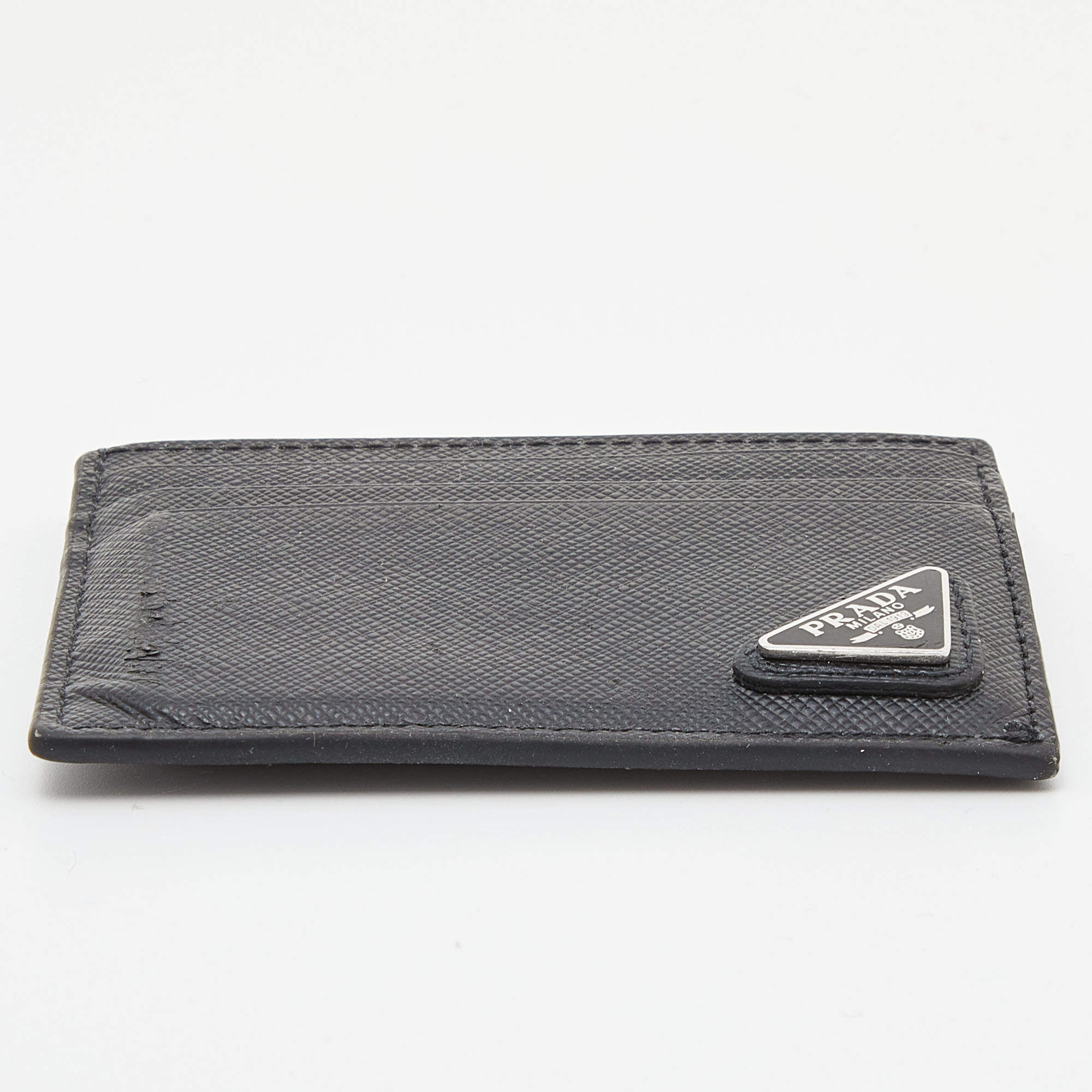 Prada Black Saffiano Metal Leather Card Holder Prada