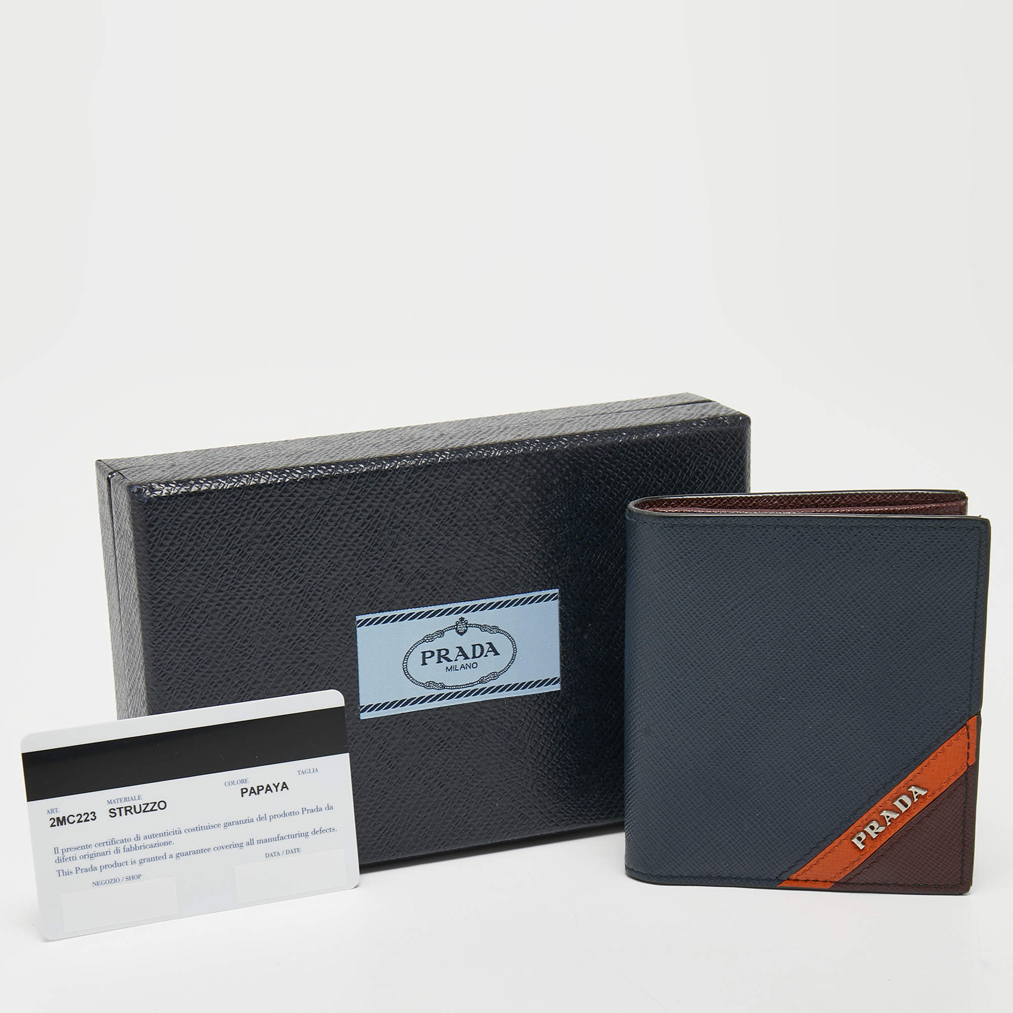 Prada Saffiano Leather Tri-colour Wallet in Cameo Platinum