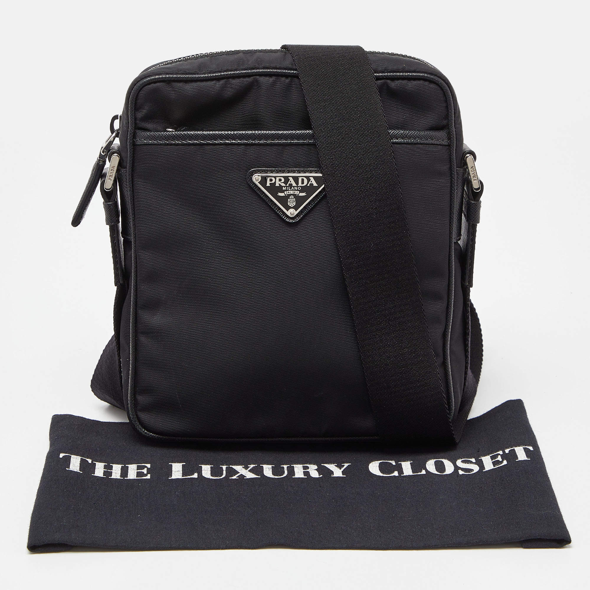 Prada Black Re-Nylon And Saffiano Leather Shoulder Bag Prada | The Luxury  Closet