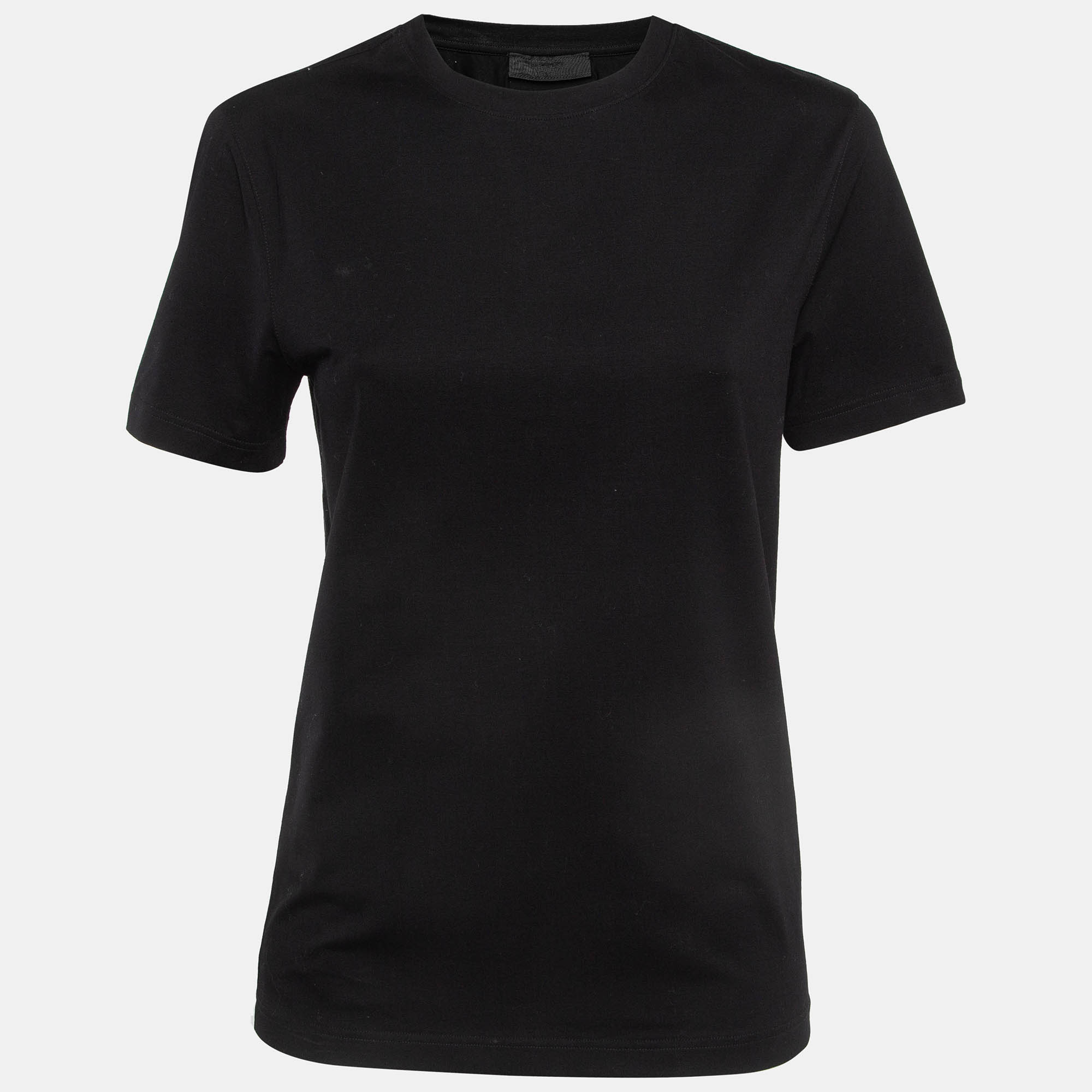 Pre Owned Prada Black Cotton Jersey Crew Neck T-Shirt XS