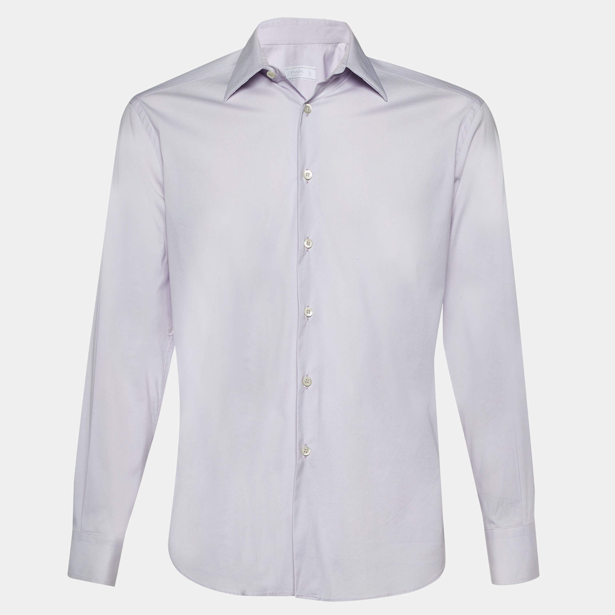 Pre Owned Prada Light Lavender Stretch Cotton Long Sleeve Shirt S
