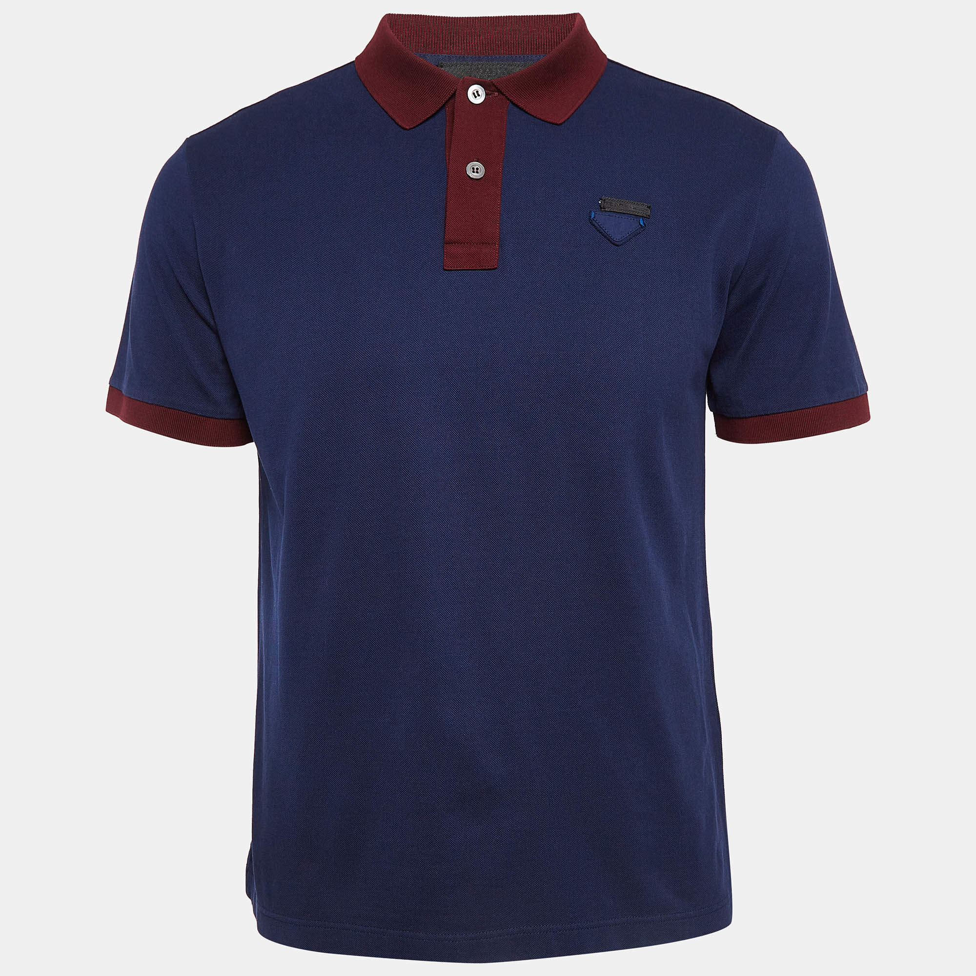 Prada Navy Blue Pique Cotton Polo T-Shirt M